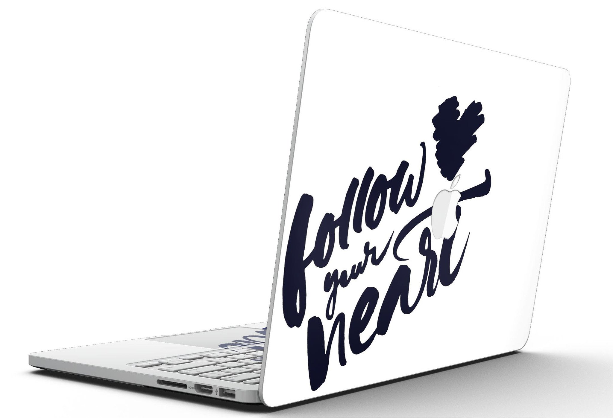 Follow Your Heart full-coverage skin for MacBook Pro with Retina Display, showcasing a stylish design and premium vinyl material.