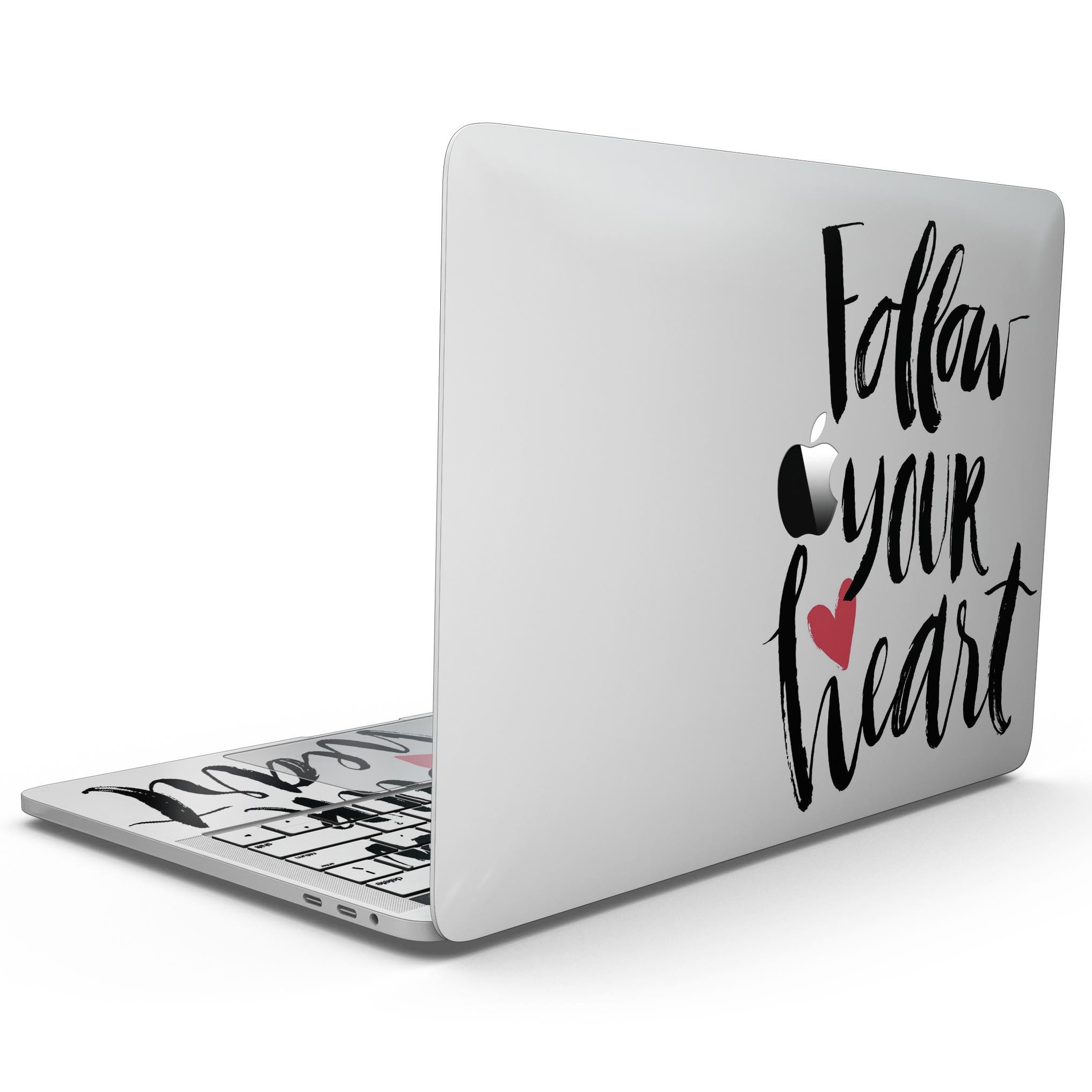 Follow Your Heart V2 Skin Kit for 13" MacBook Pro without Touch Bar, showcasing vibrant design and premium vinyl material.