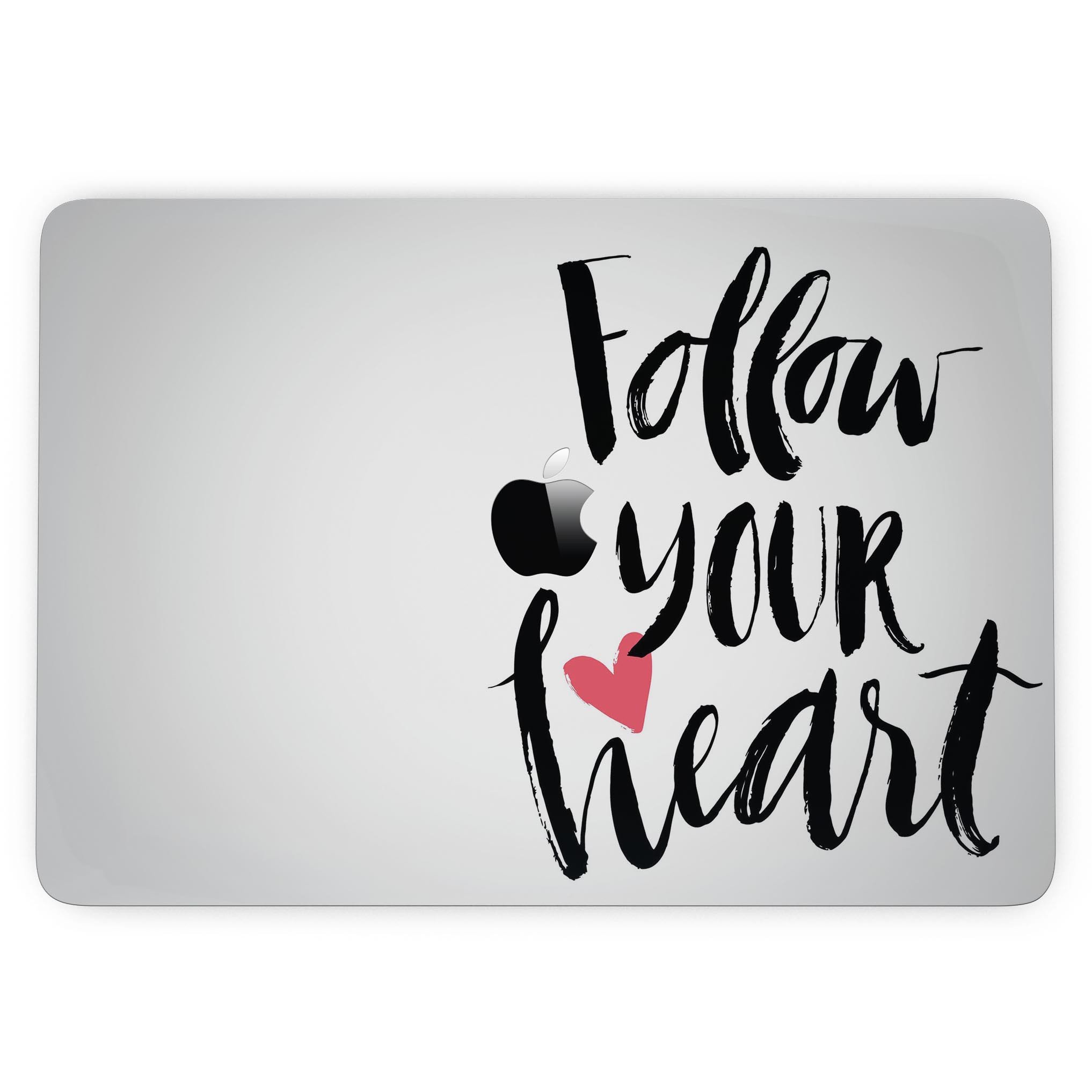 Follow Your Heart V2 Skin Kit for 13" MacBook Pro without Touch Bar, showcasing vibrant design and premium vinyl material.