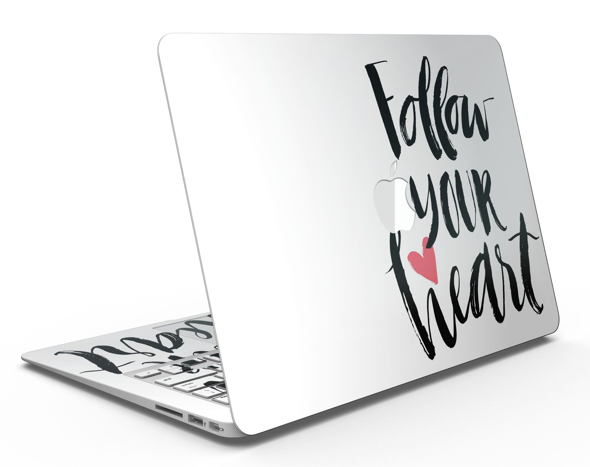 Follow Your Heart V2 MacBook Air Skin Kit showcasing vibrant design and premium vinyl material.