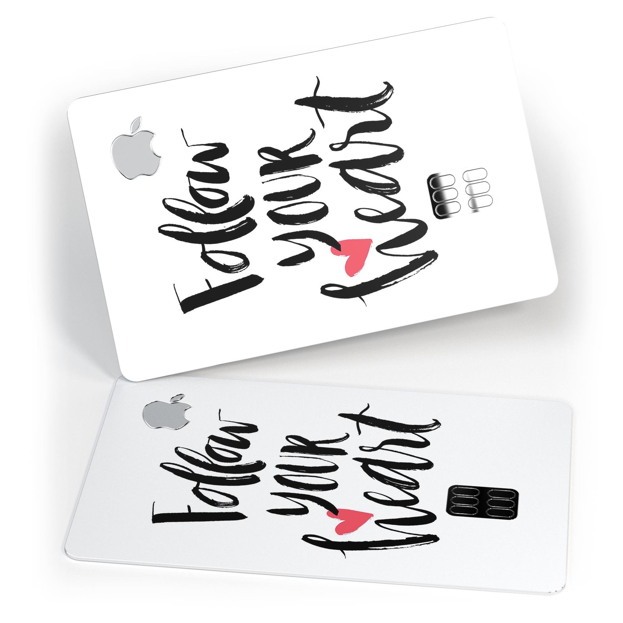 Follow Your Heart V2 Premium Protective Decal Skin-Kit for Apple Card, showcasing its sleek design and protective features.