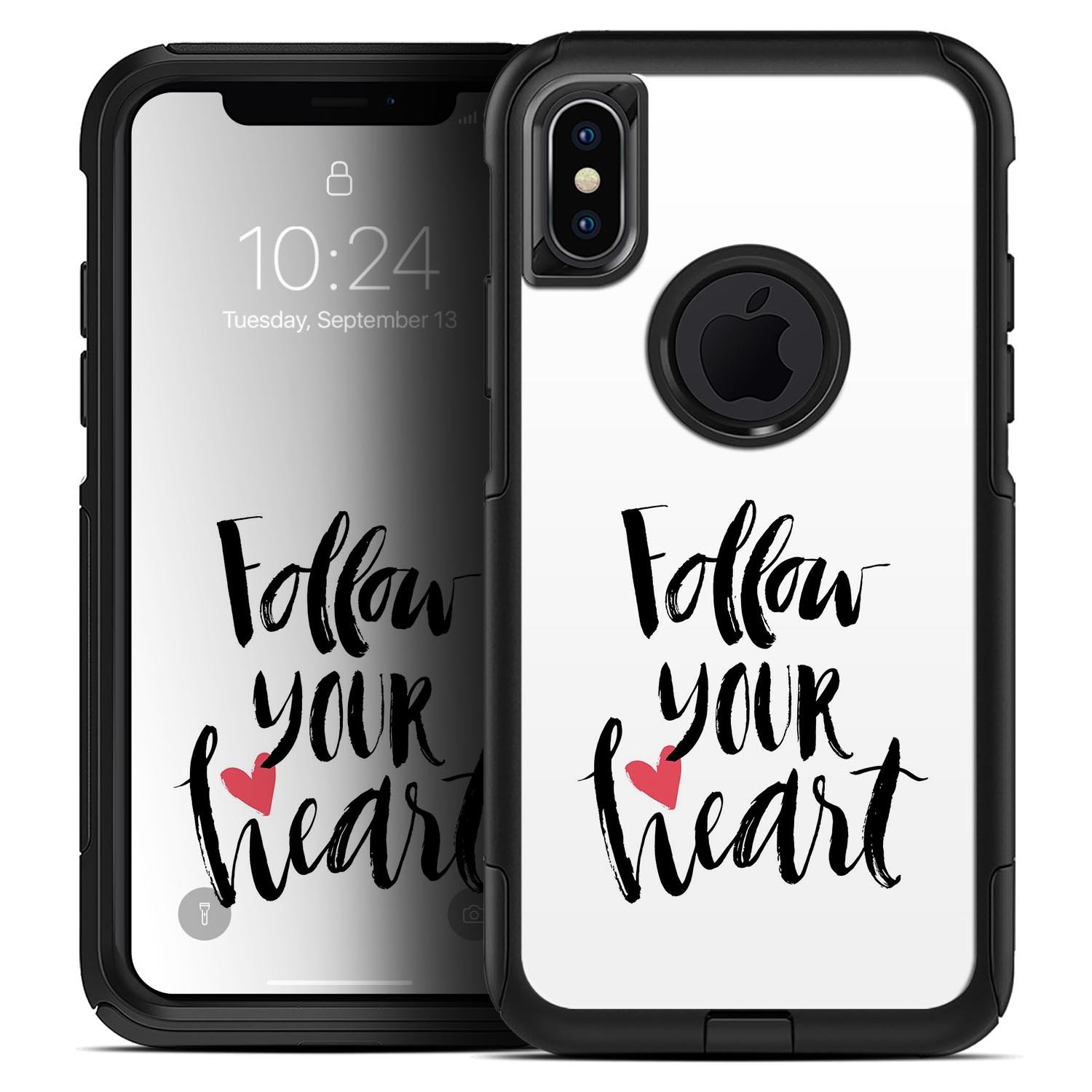 Follow Your Heart V2 Skin Kit designed for iPhone OtterBox cases, showcasing vibrant graphics and a sleek finish.