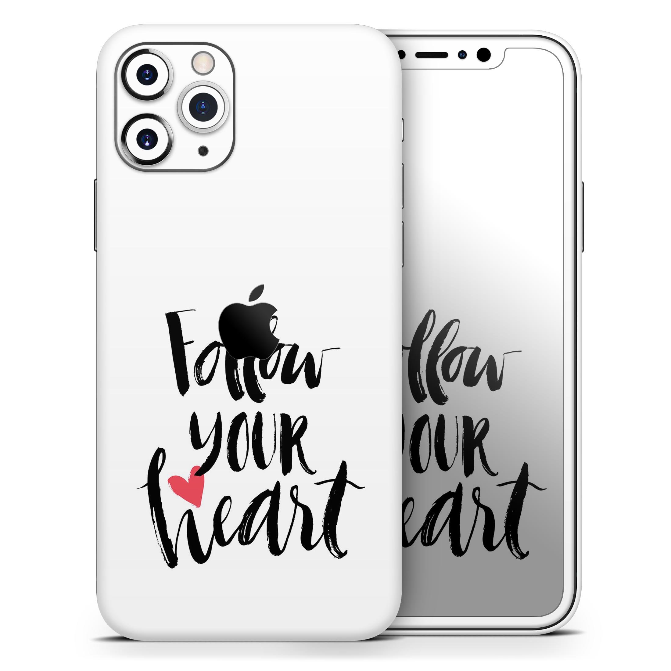 Follow Your Heart V2 Skin-Kit for Apple iPhone 13, showcasing vibrant design and premium vinyl material.