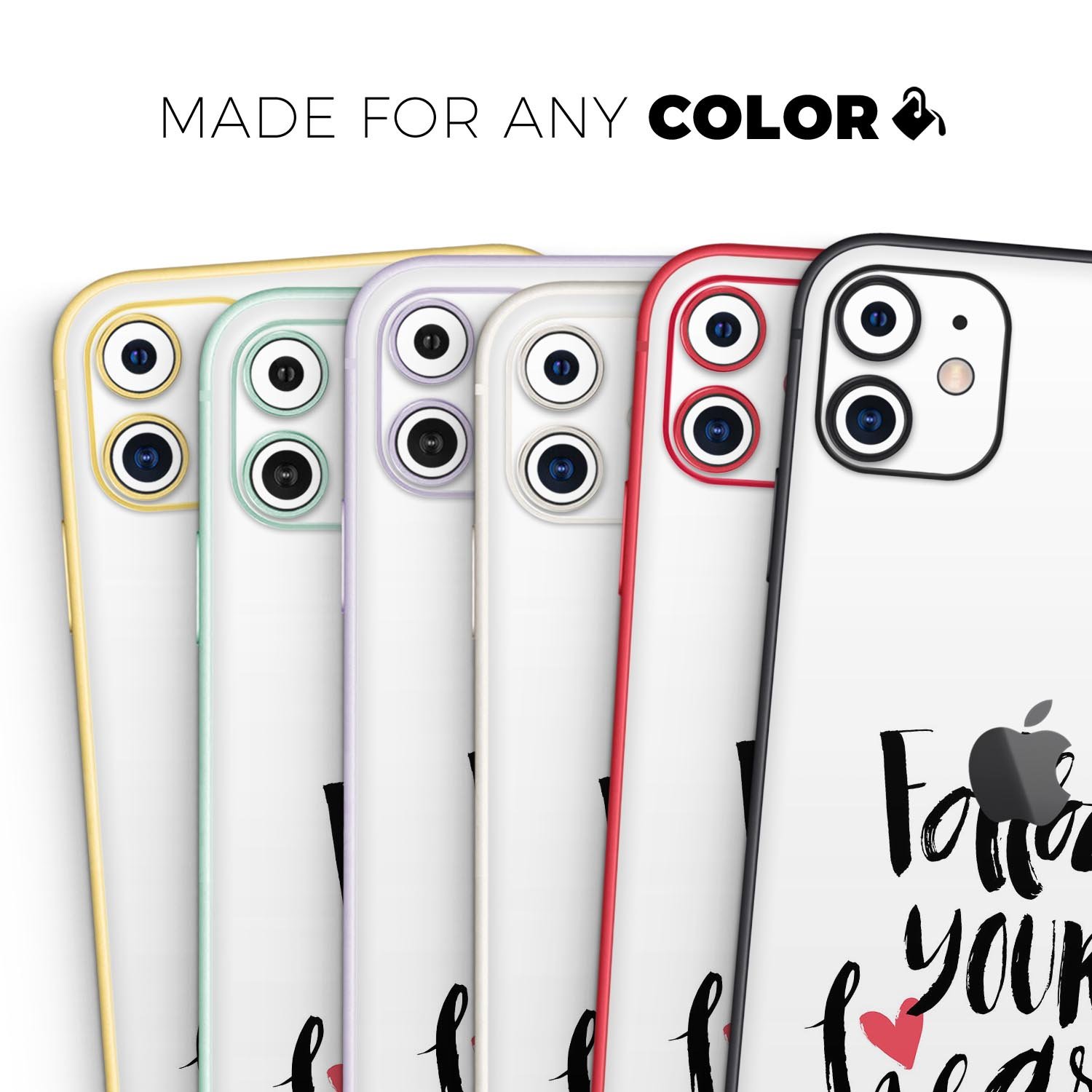 Follow Your Heart V2 Skin-Kit for Apple iPhone 13, showcasing vibrant design and premium vinyl material.