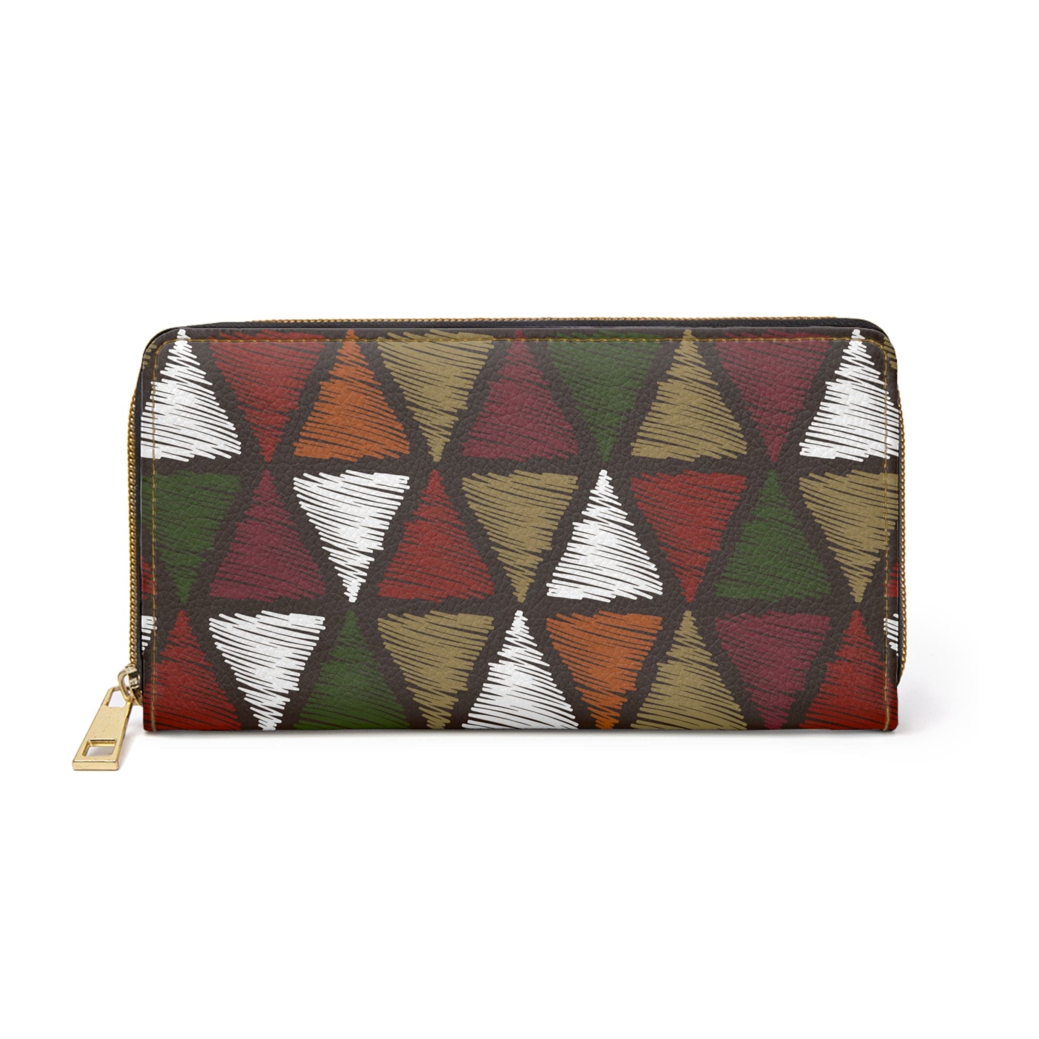 Forest Green and White Tribal Quilting Fabric Print Women's Zipper Wallet showcasing its stylish design and functional compartments.