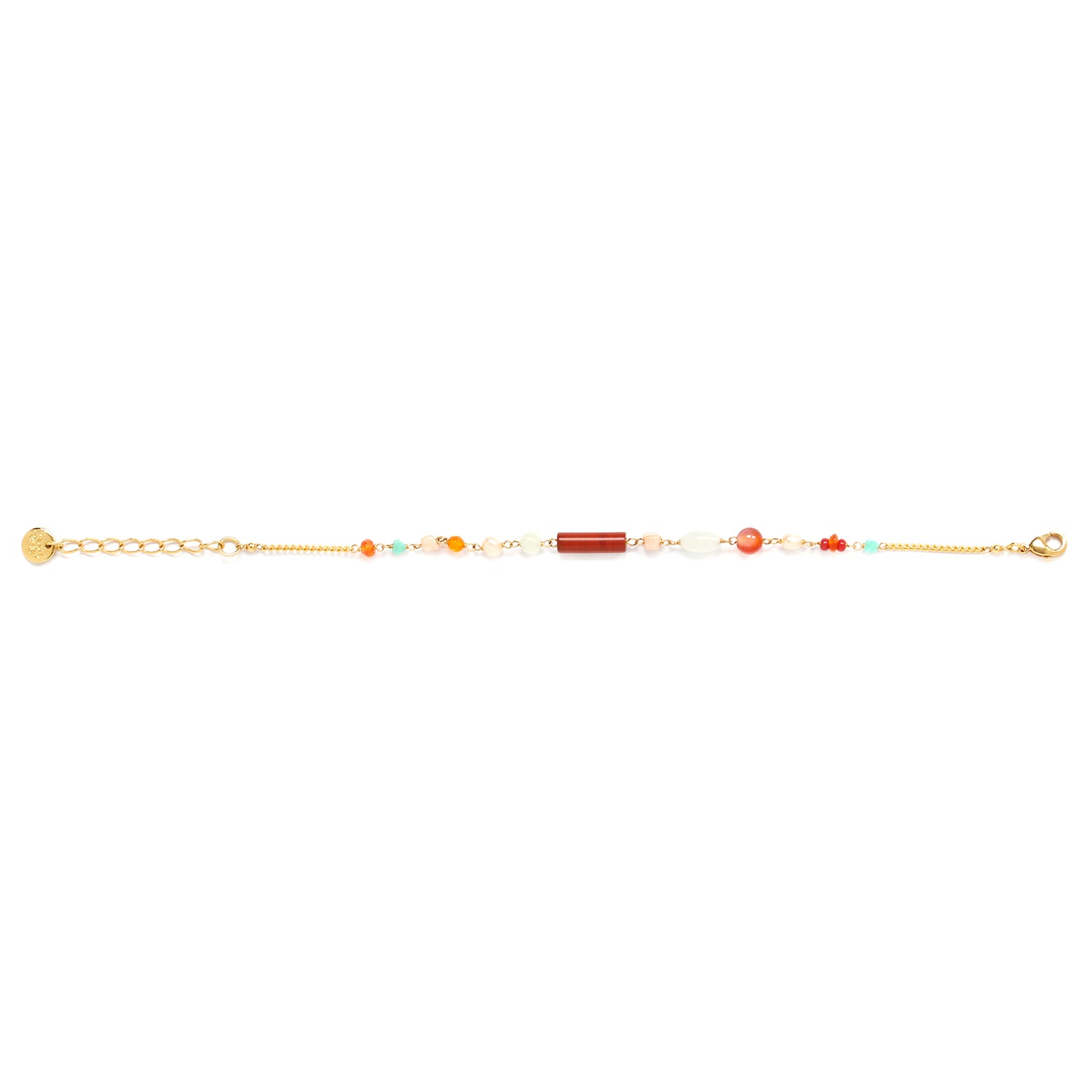 Franck Herval Celine Looped Bracelet featuring openwork metal design and colorful enamelled beads.