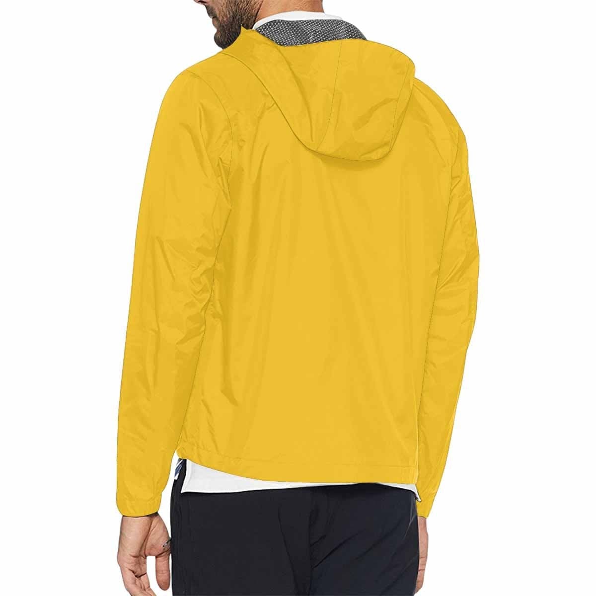 Freesia Yellow Hooded Windbreaker Jacket for men and women, showcasing its stylish design and functional features.