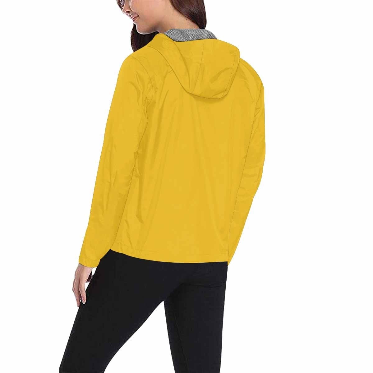 Freesia Yellow Hooded Windbreaker Jacket for men and women, showcasing its stylish design and functional features.