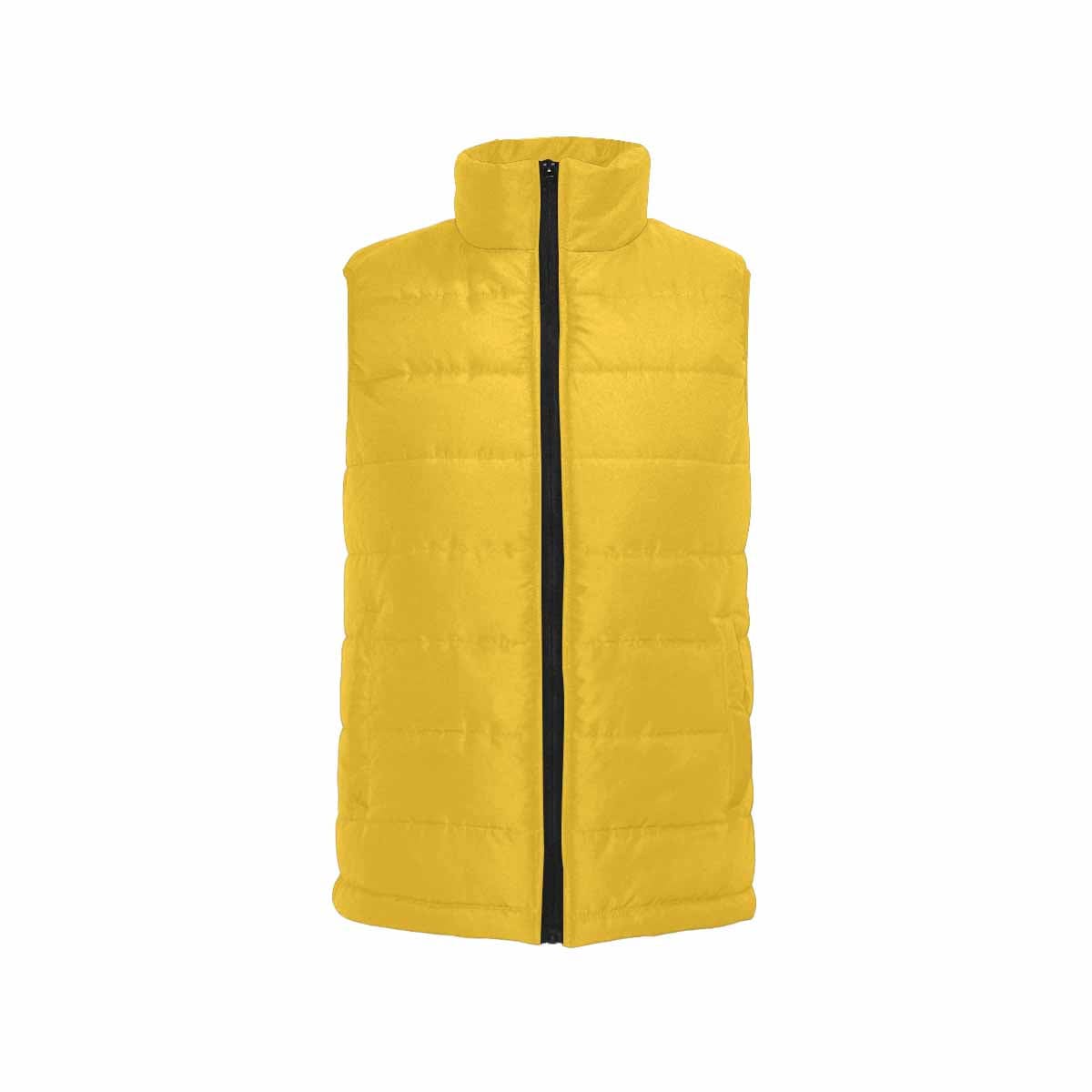 Freesia Yellow Men's Padded Vest featuring a quilted design, zipper closure, and lightweight fabric, perfect for layering in cool weather.