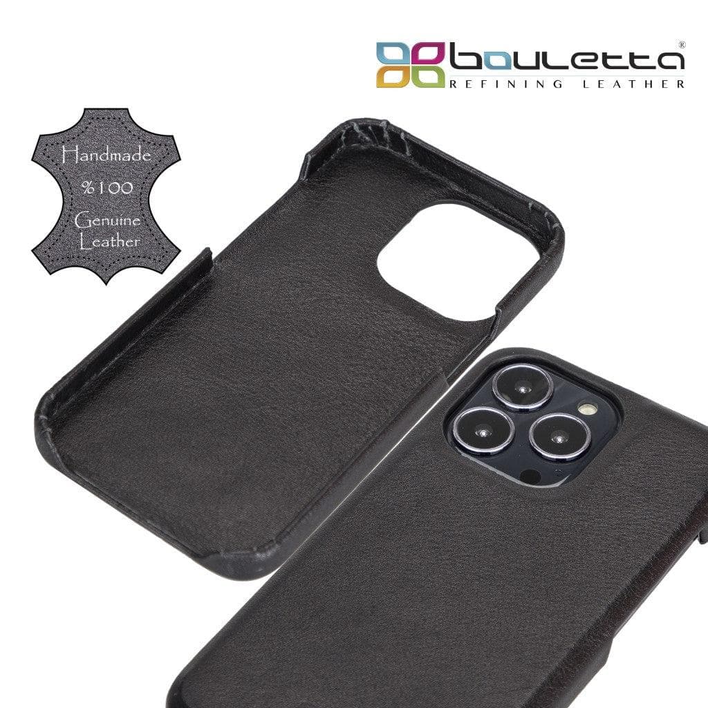 Full Leather Coating Back Cover for Apple iPhone 13 Series, showcasing premium leather finish and precise cutouts for buttons and ports.