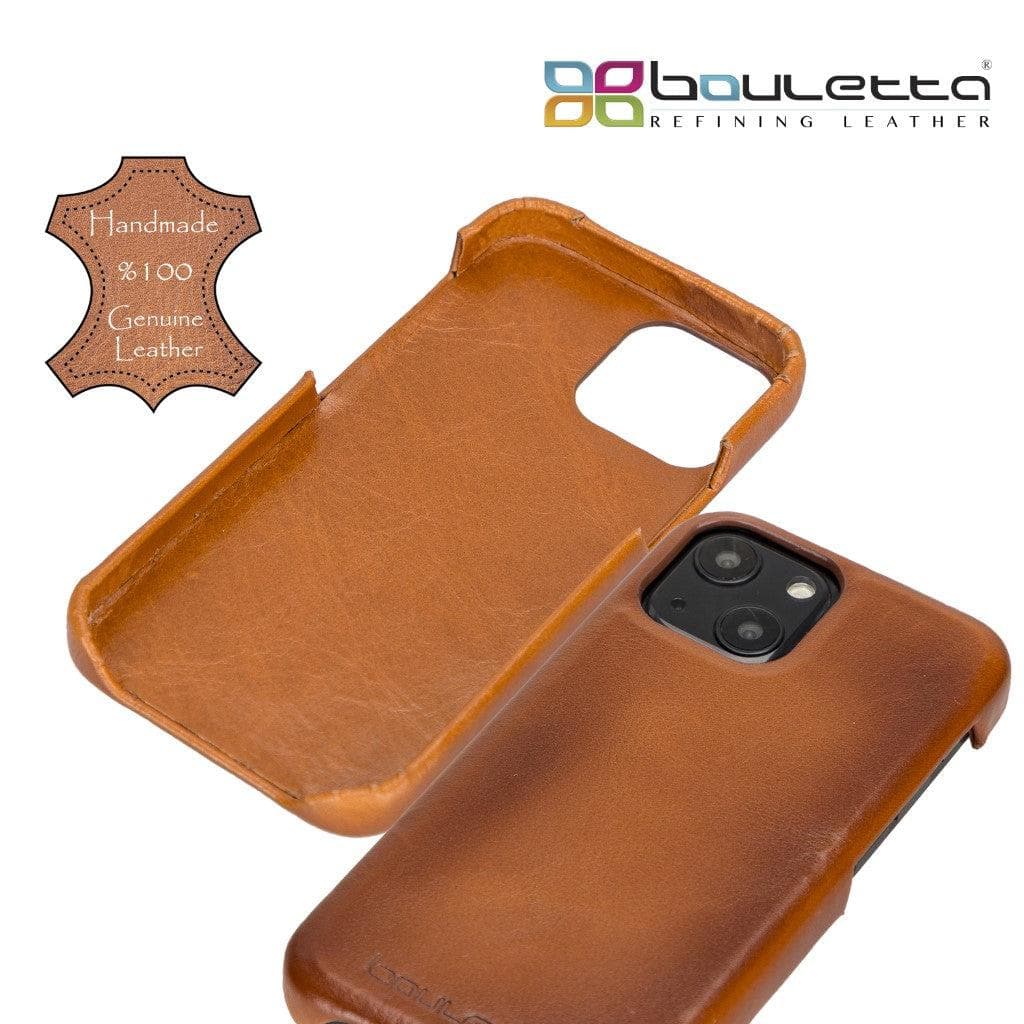 Full Leather Coating Back Cover for Apple iPhone 13 Series, showcasing premium leather finish and precise cutouts for buttons and ports.