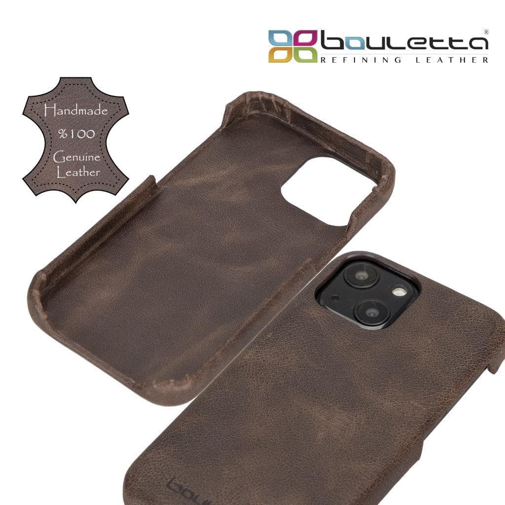 Full Leather Coating Back Cover for Apple iPhone 13 Series, showcasing premium leather finish and precise cutouts for buttons and ports.