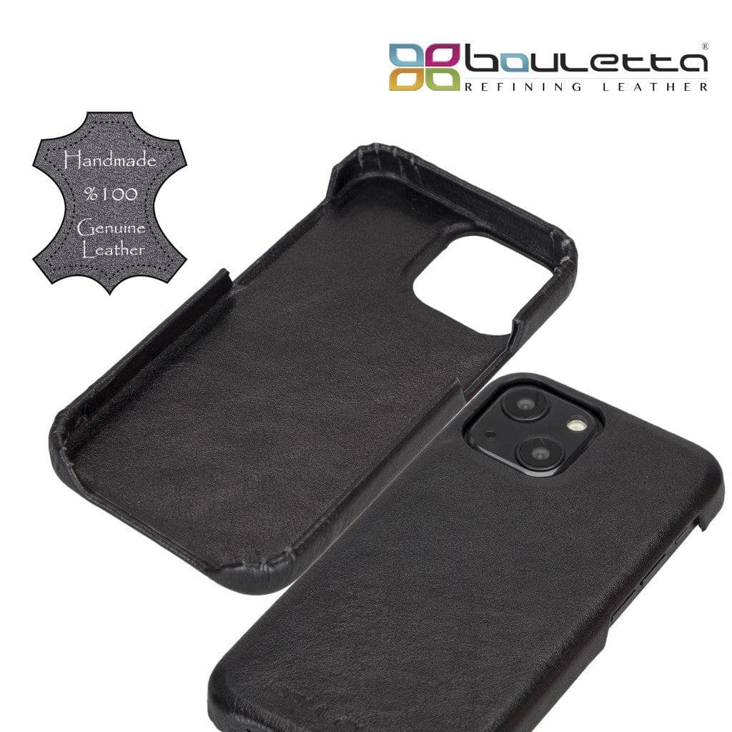 Full Leather Coating Back Cover for Apple iPhone 13 Series, showcasing premium leather finish and precise cutouts for buttons and ports.