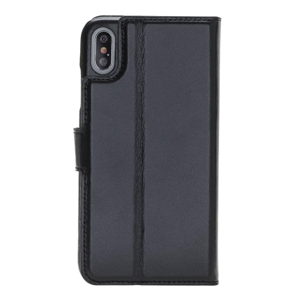 Full Leather Coating Detachable Wallet Case for Apple iPhone X Series, showcasing premium leather, card slots, and kick-stand feature.