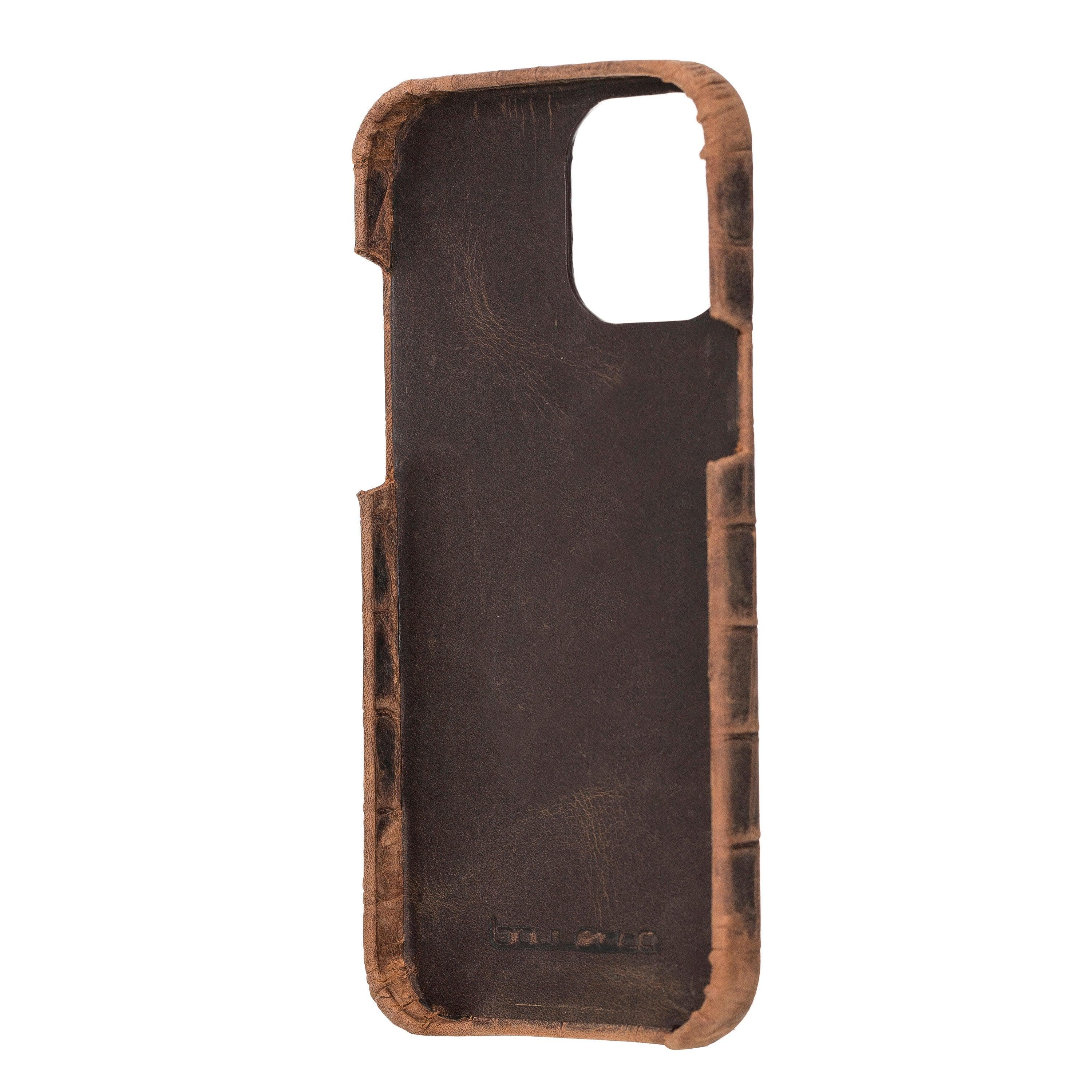 Bouletta Fully Leather Back Cover for Apple iPhone 12 Series, showcasing premium full grain leather craftsmanship and slim design.