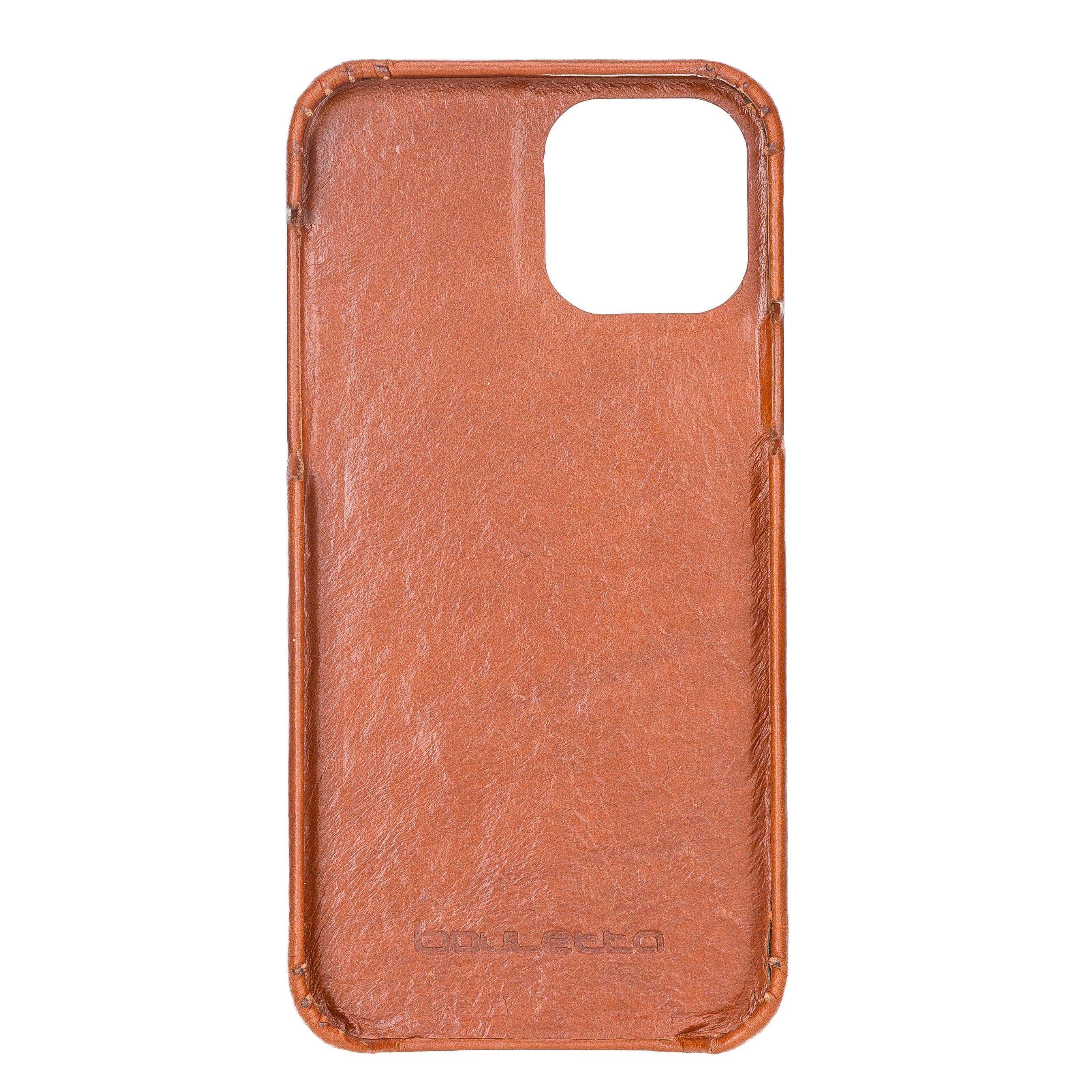 Bouletta Fully Leather Back Cover for Apple iPhone 12 Series, showcasing premium full grain leather craftsmanship and slim design.