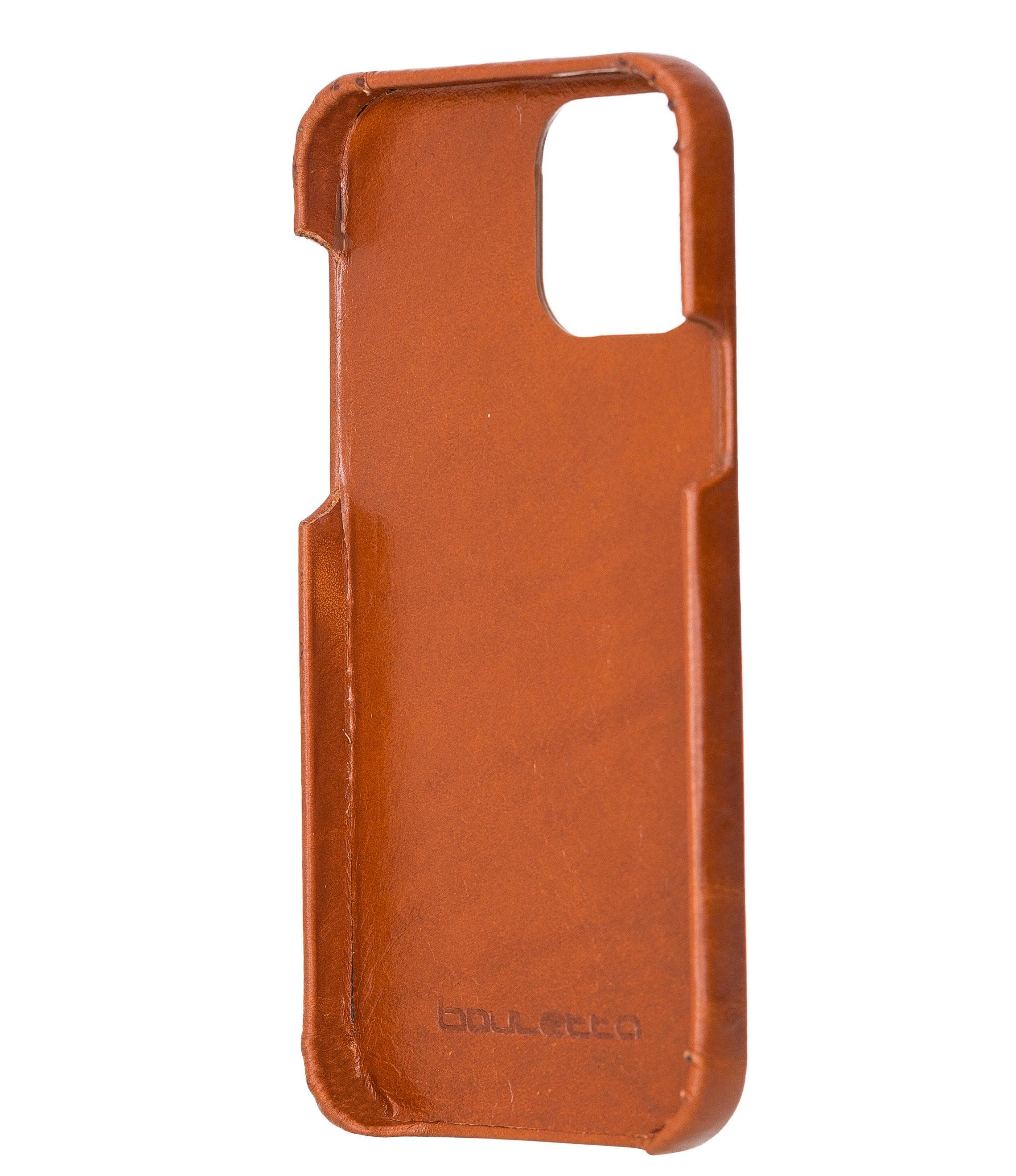 Bouletta Fully Leather Back Cover for Apple iPhone 12 Series, showcasing premium full grain leather craftsmanship and slim design.