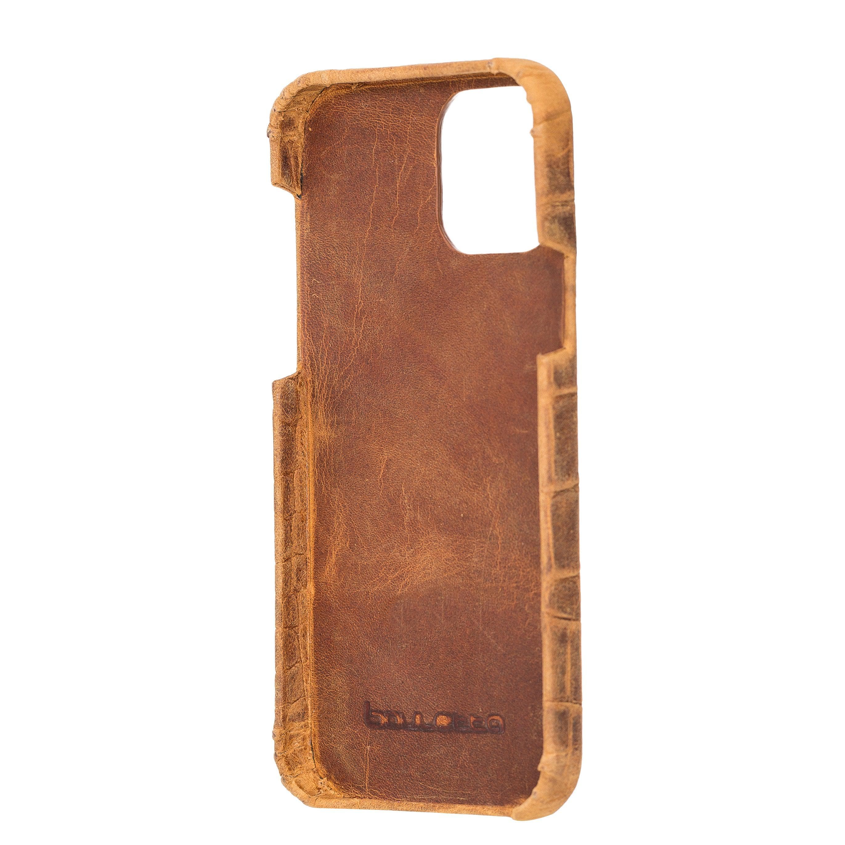 Bouletta Fully Leather Back Cover for Apple iPhone 12 Series, showcasing premium full grain leather craftsmanship and slim design.