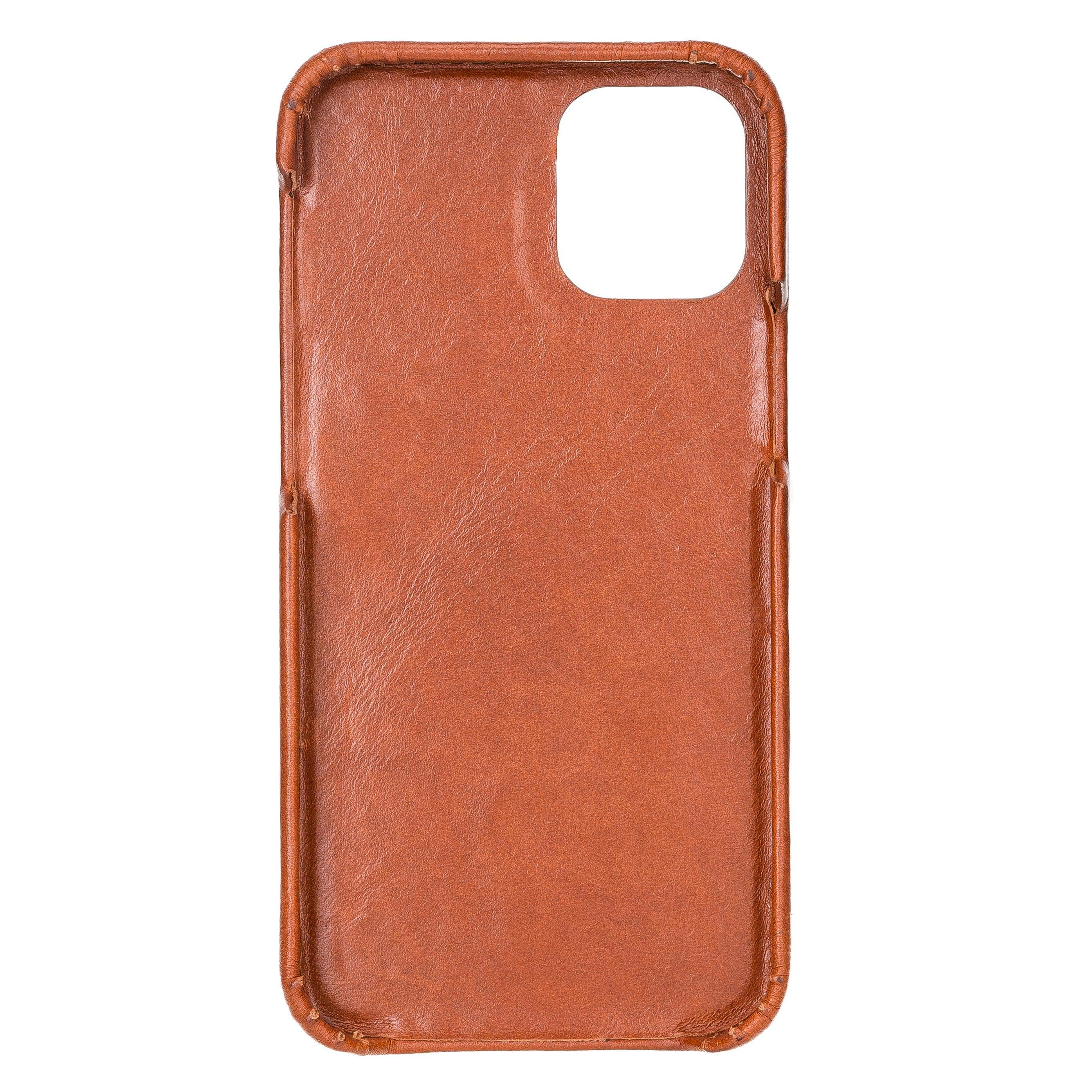 Bouletta Fully Leather Back Cover for Apple iPhone 12 Series, showcasing premium full grain leather craftsmanship and slim design.