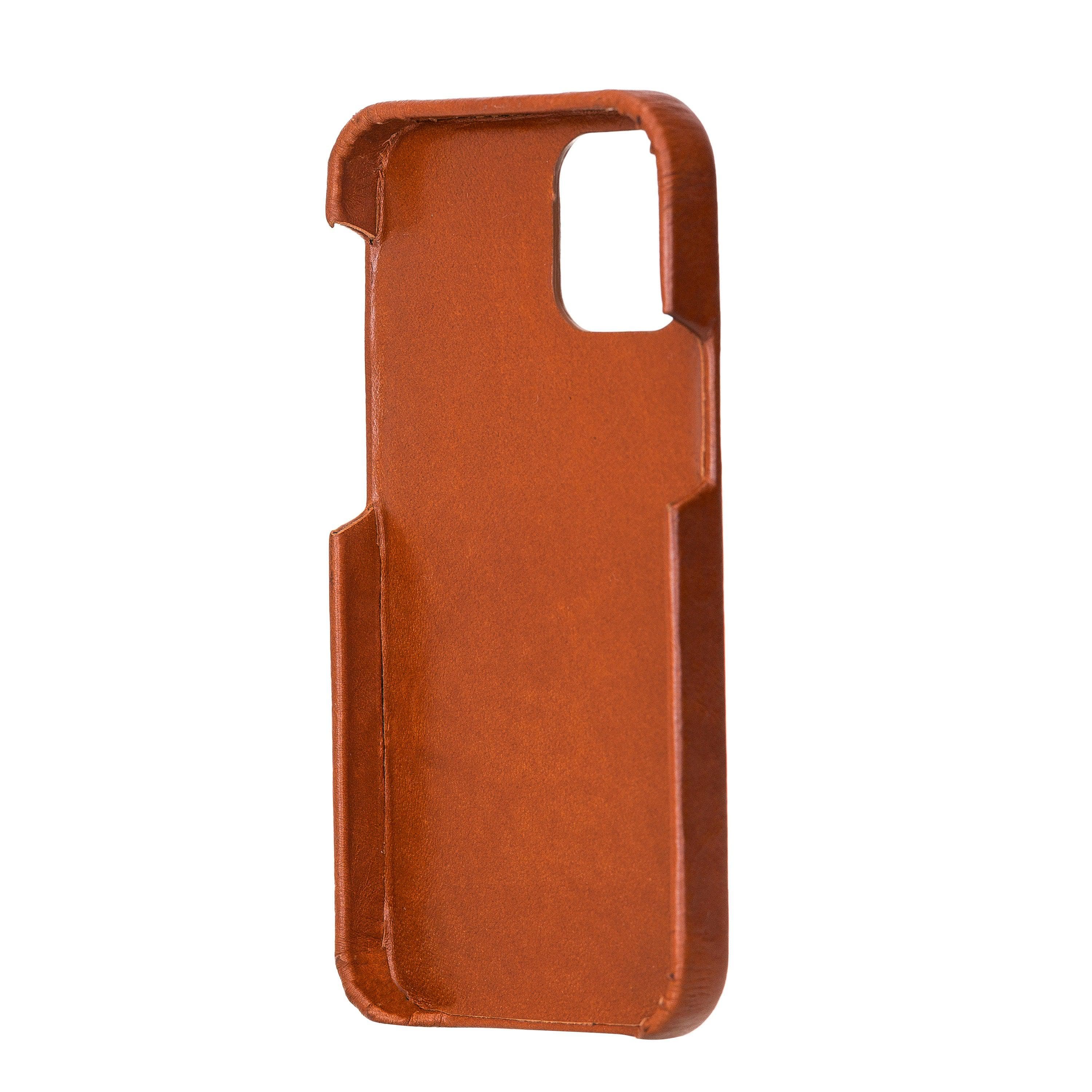 Bouletta Fully Leather Back Cover for Apple iPhone 12 Series, showcasing premium full grain leather craftsmanship and slim design.