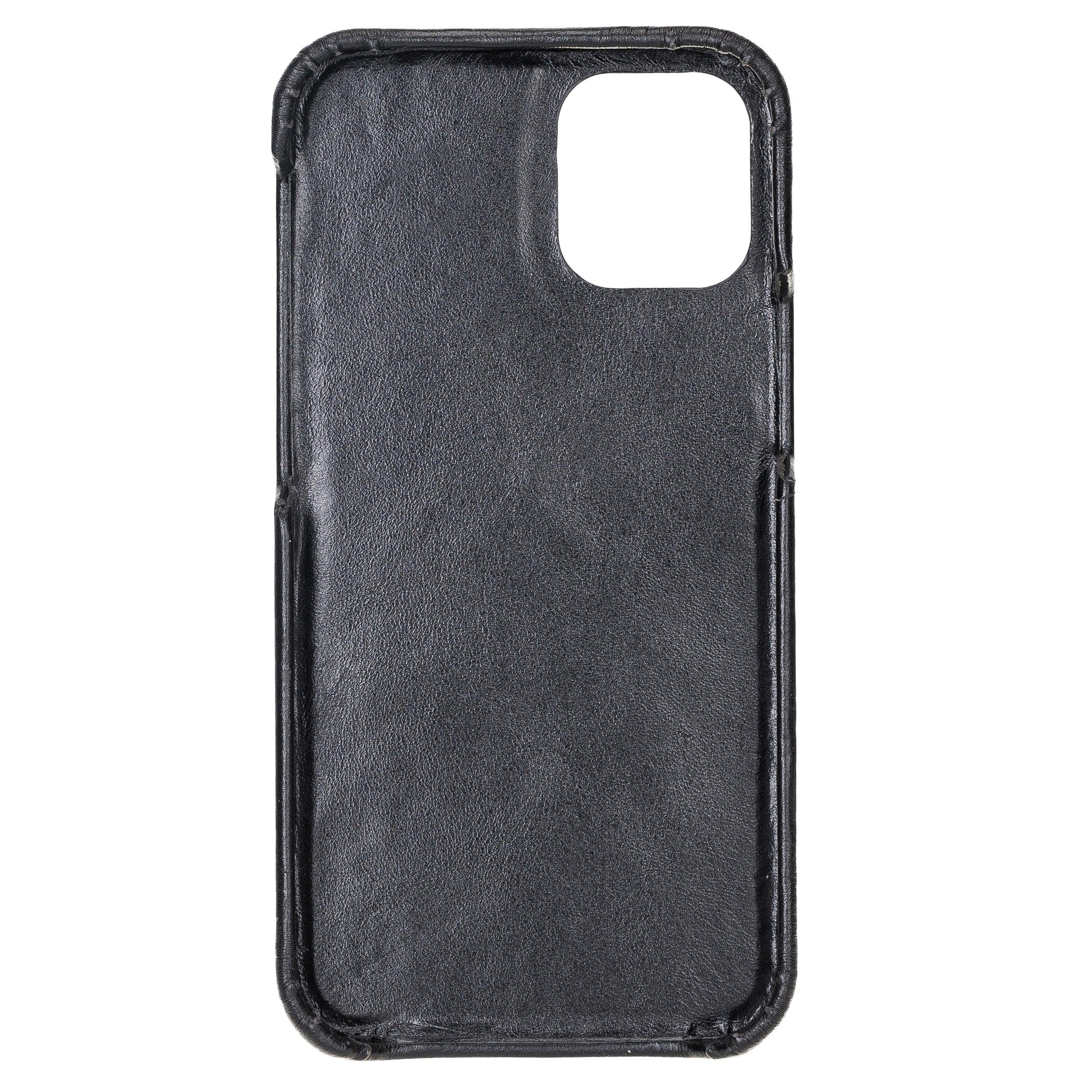 Bouletta Fully Leather Back Cover for Apple iPhone 12 Series, showcasing premium full grain leather craftsmanship and slim design.