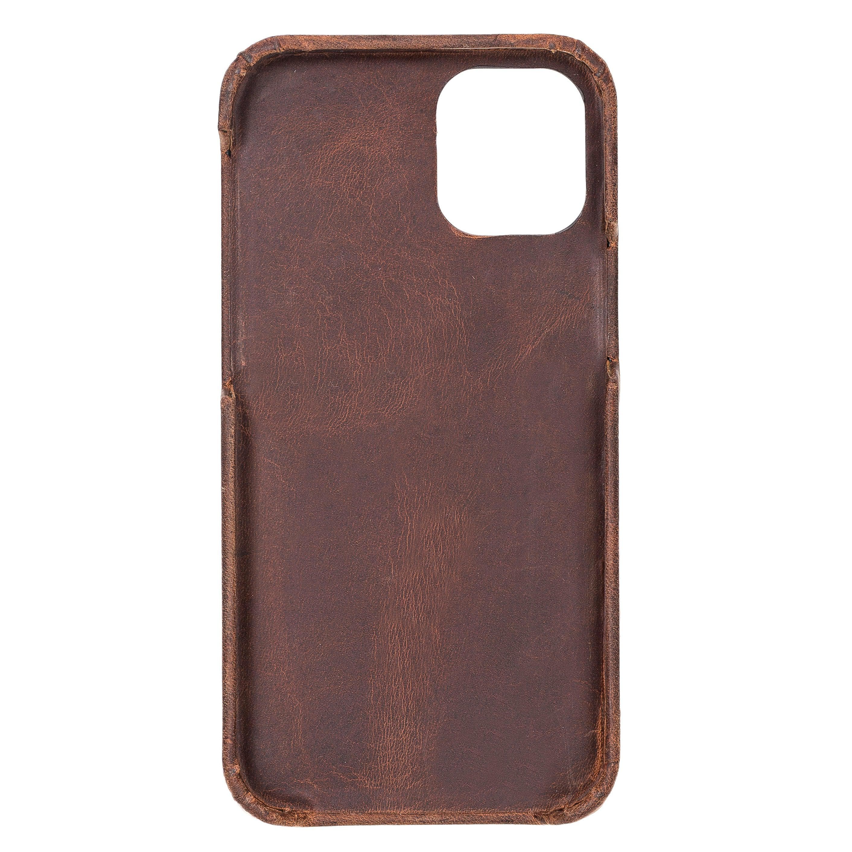 Bouletta Fully Leather Back Cover for Apple iPhone 12 Series, showcasing premium full grain leather craftsmanship and slim design.