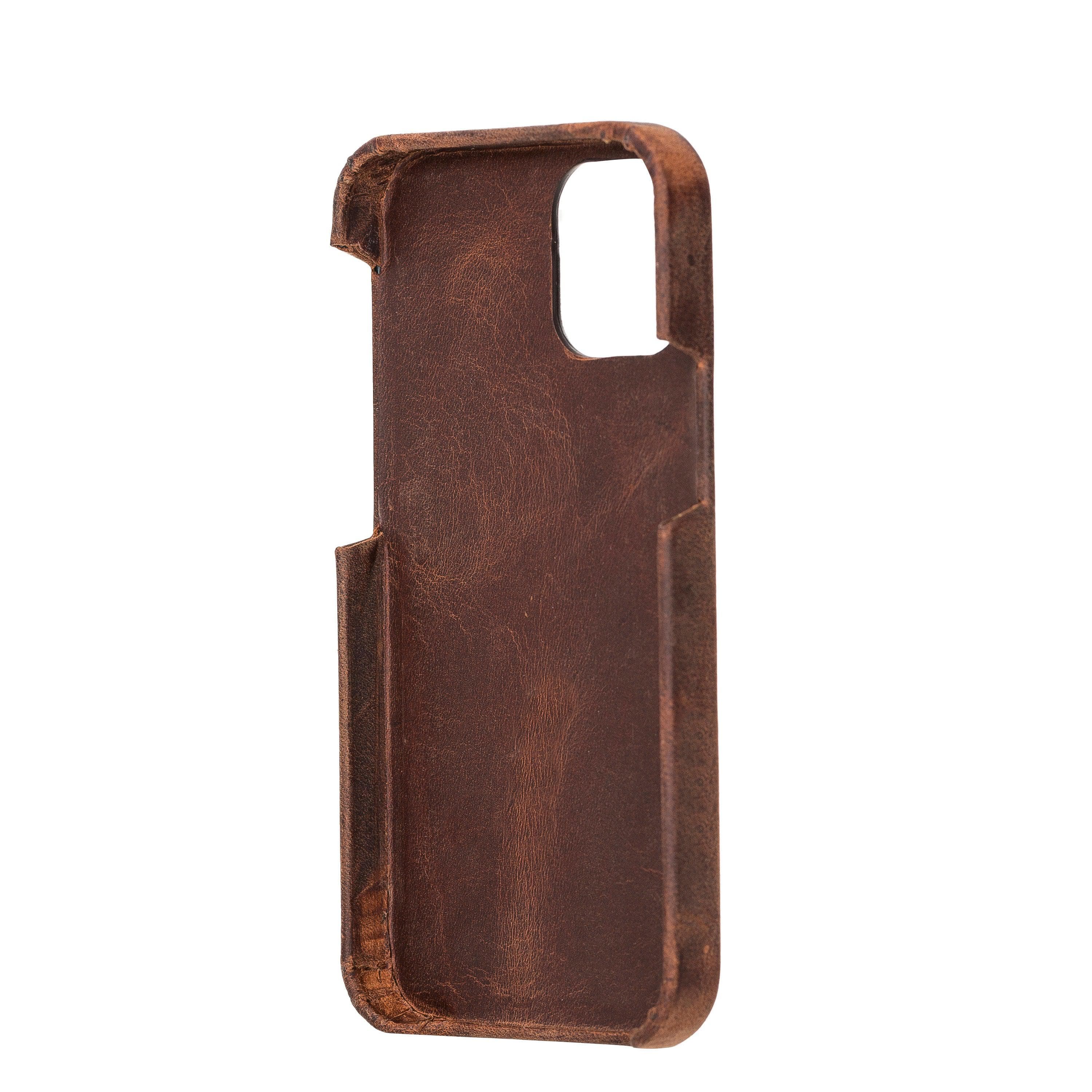 Bouletta Fully Leather Back Cover for Apple iPhone 12 Series, showcasing premium full grain leather craftsmanship and slim design.