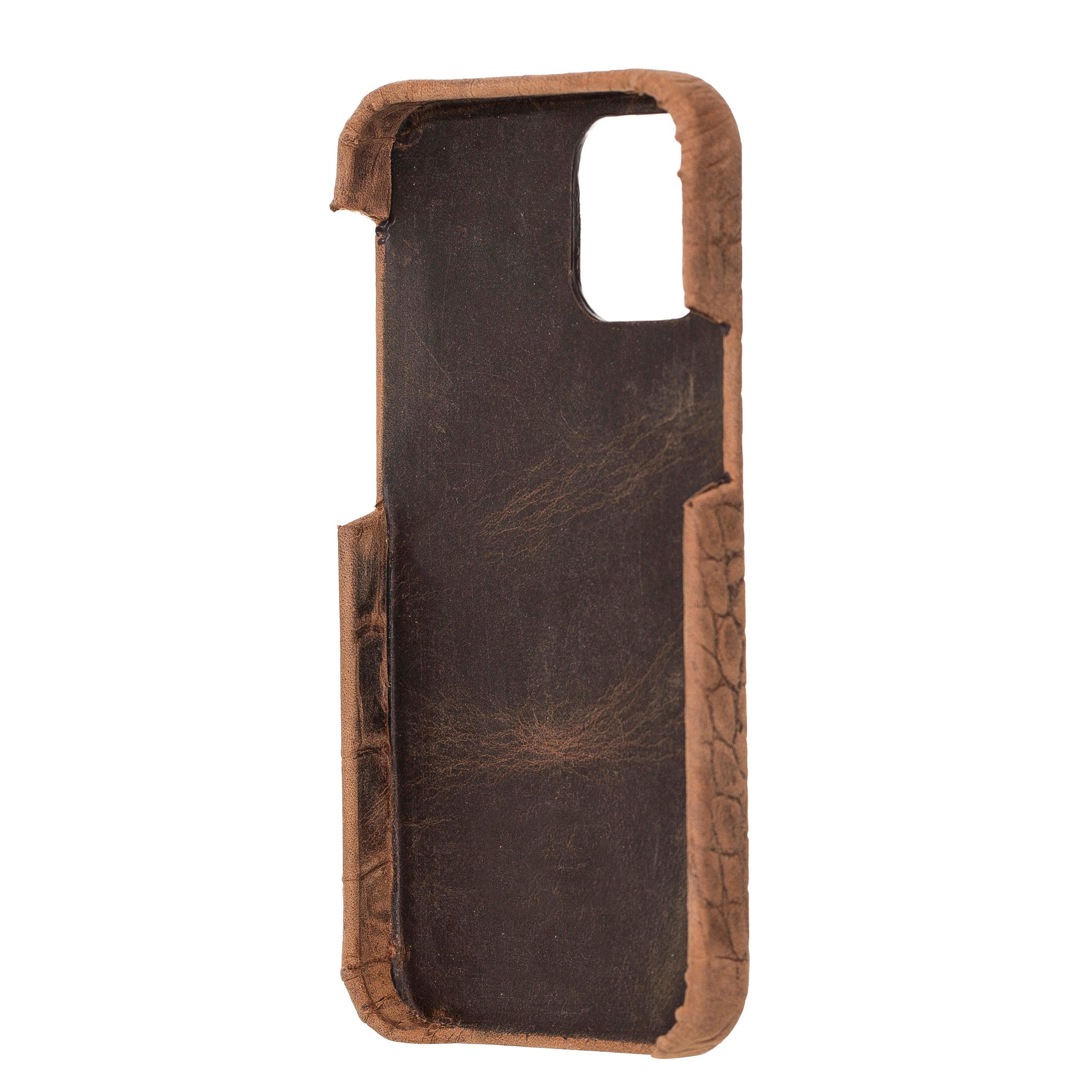 Bouletta Fully Leather Back Cover for Apple iPhone 12 Series, showcasing premium full grain leather craftsmanship and slim design.