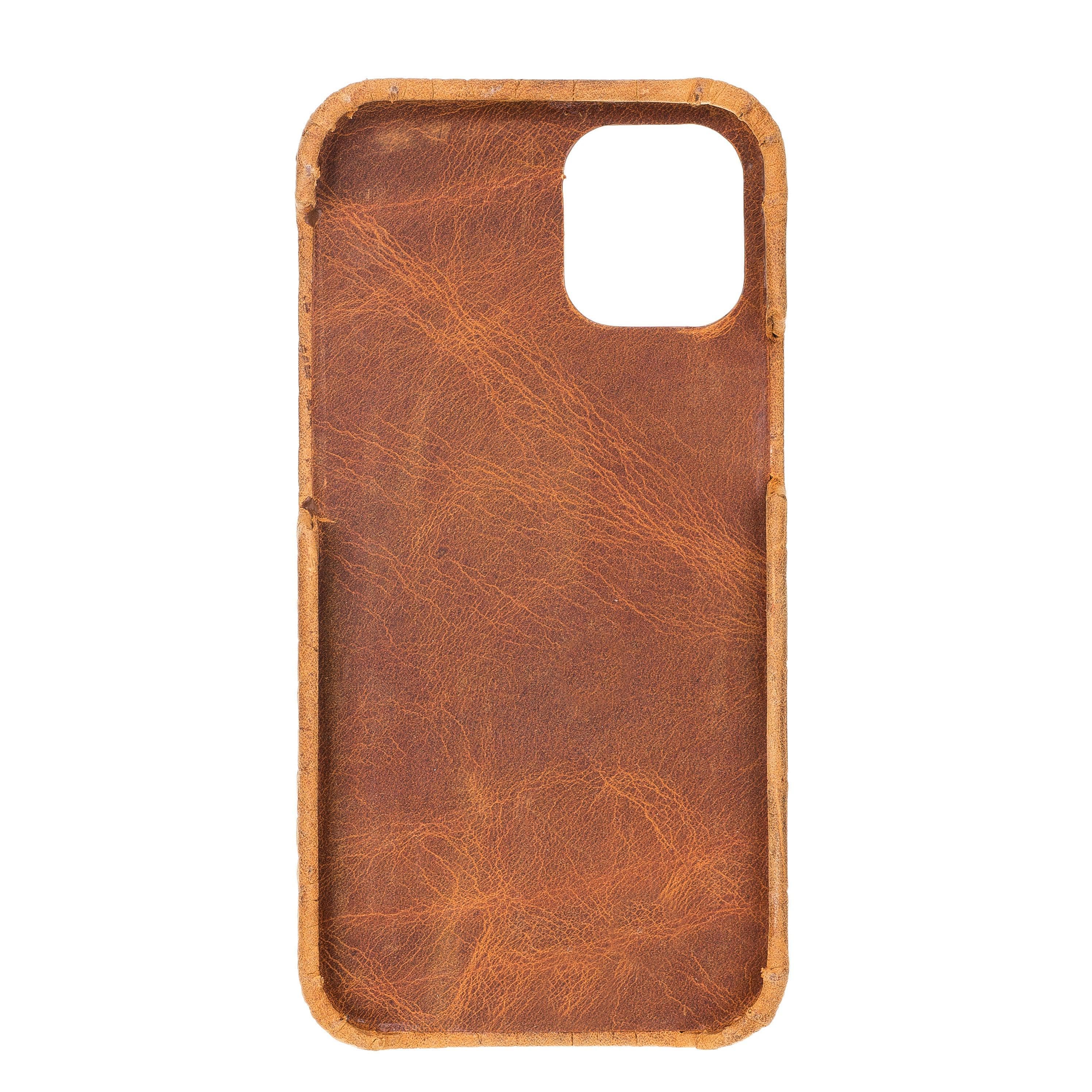 Bouletta Fully Leather Back Cover for Apple iPhone 12 Series, showcasing premium full grain leather craftsmanship and slim design.