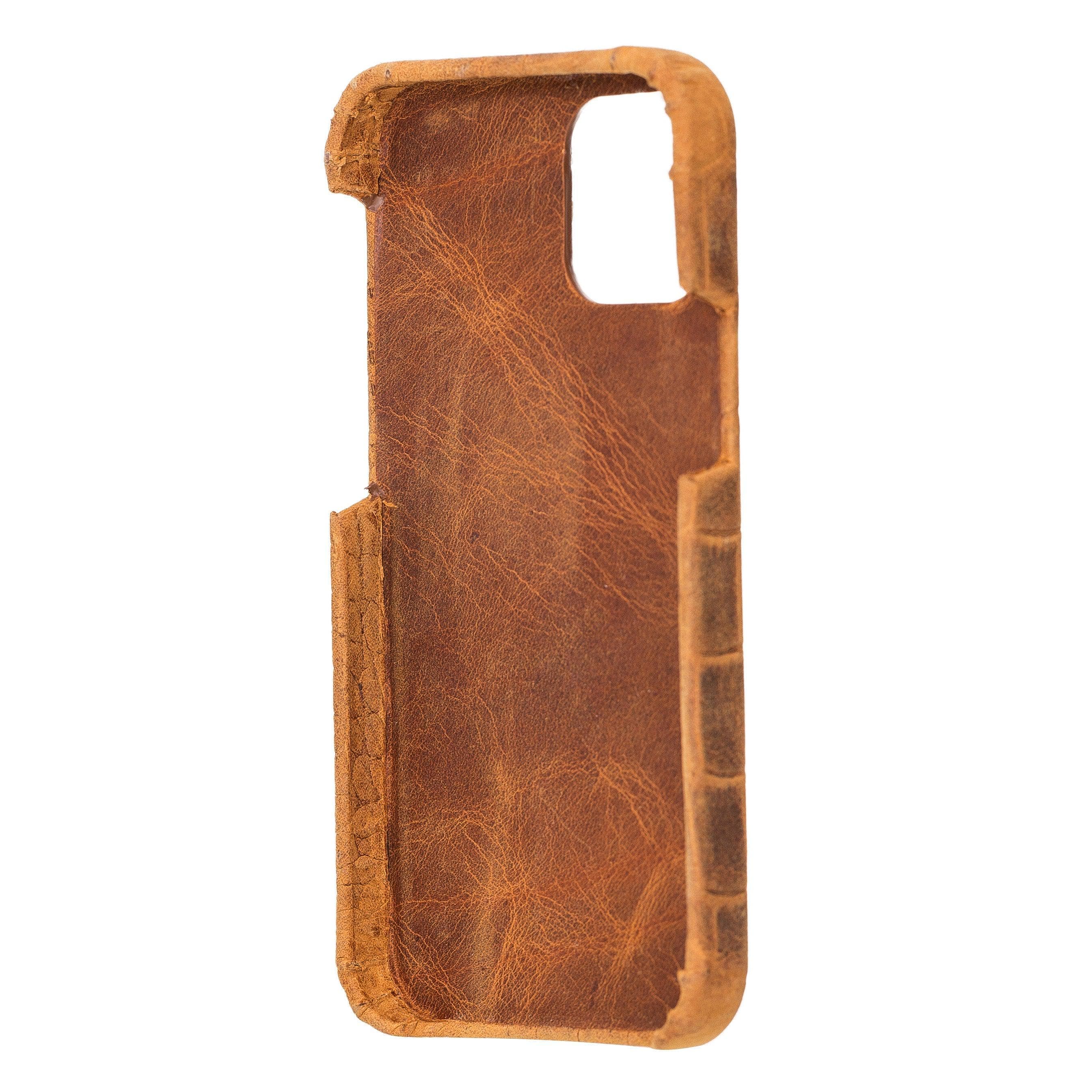 Bouletta Fully Leather Back Cover for Apple iPhone 12 Series, showcasing premium full grain leather craftsmanship and slim design.