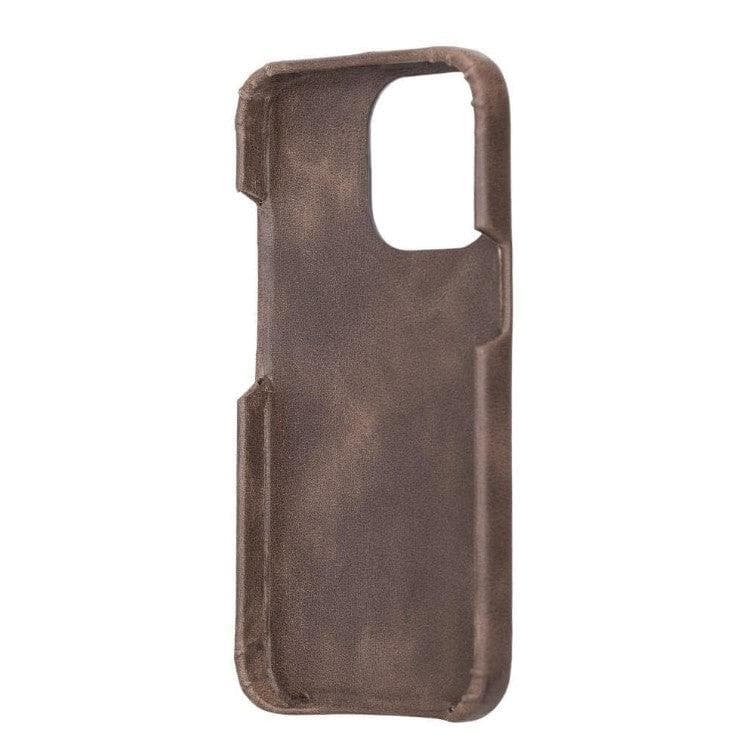 Bouletta Fully Leather Back Cover for Apple iPhone 12 Series, showcasing premium full grain leather craftsmanship and slim design.