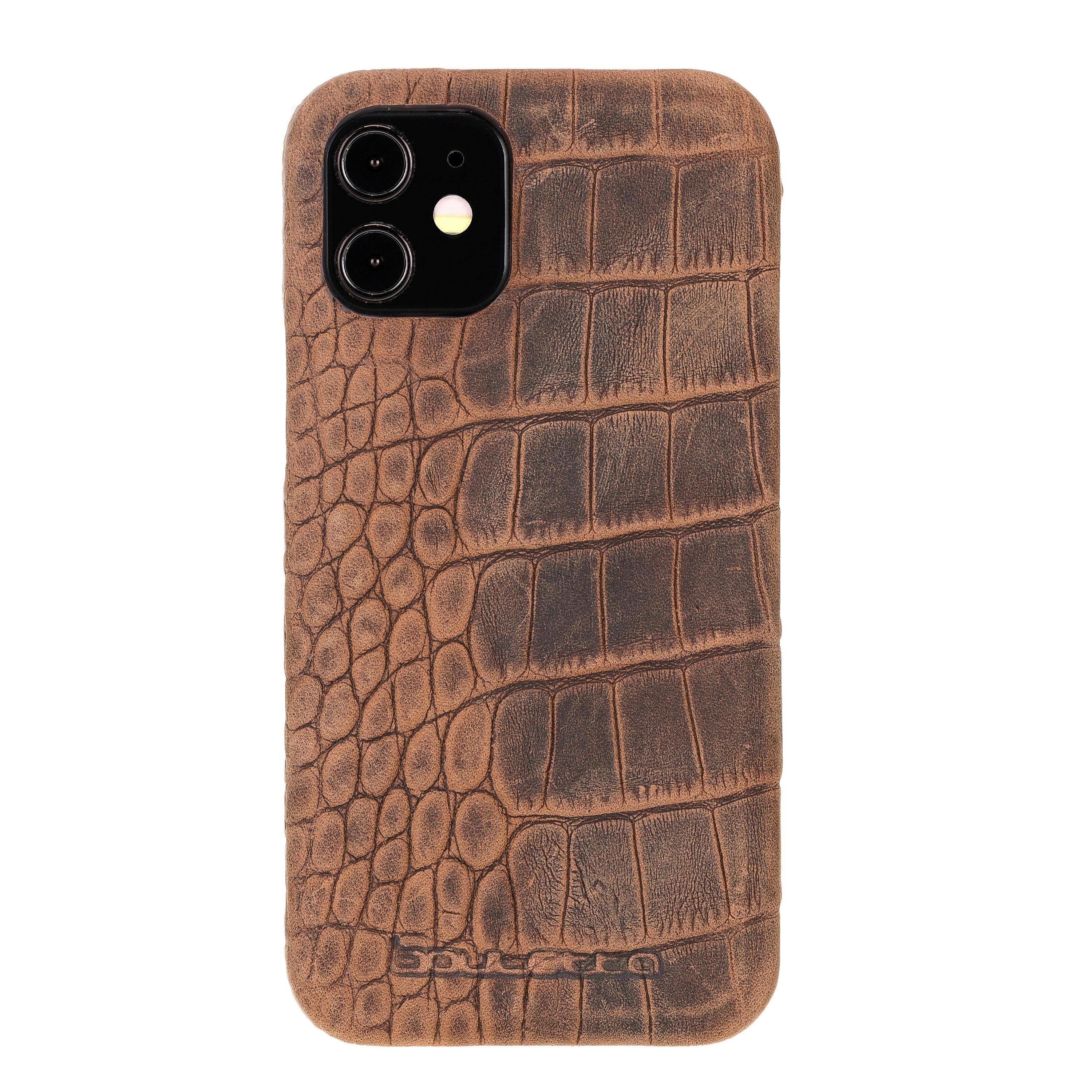 Bouletta Fully Leather Back Cover for Apple iPhone 12 Series, showcasing premium full grain leather craftsmanship and slim design.