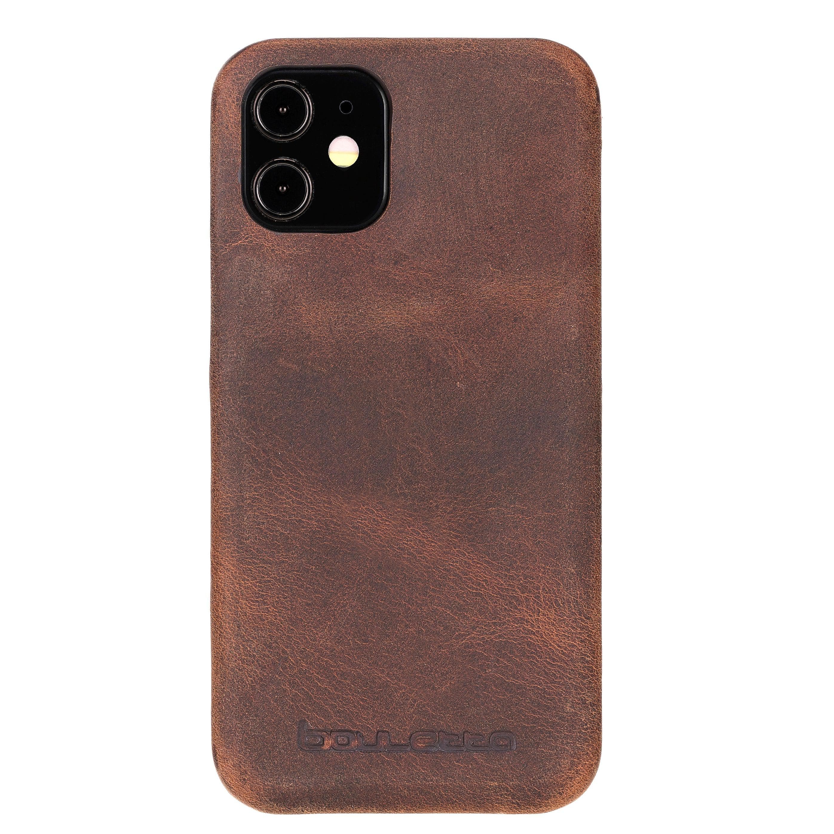 Bouletta Fully Leather Back Cover for Apple iPhone 12 Series, showcasing premium full grain leather craftsmanship and slim design.