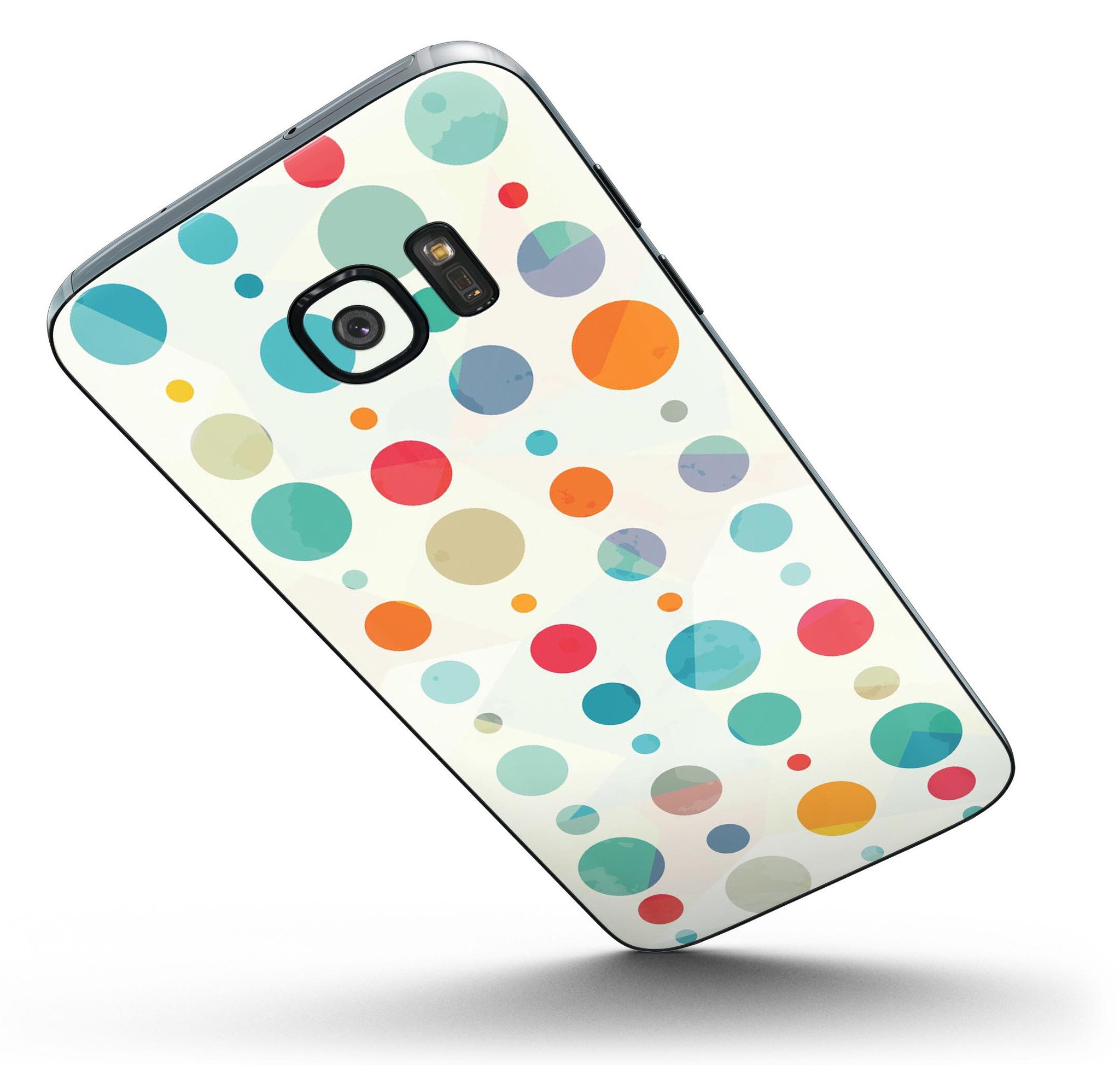 Fun Polka Pattern Full Body Skin-Kit for Samsung Galaxy S7 and S7 Edge, showcasing vibrant polka dots on a sleek device.