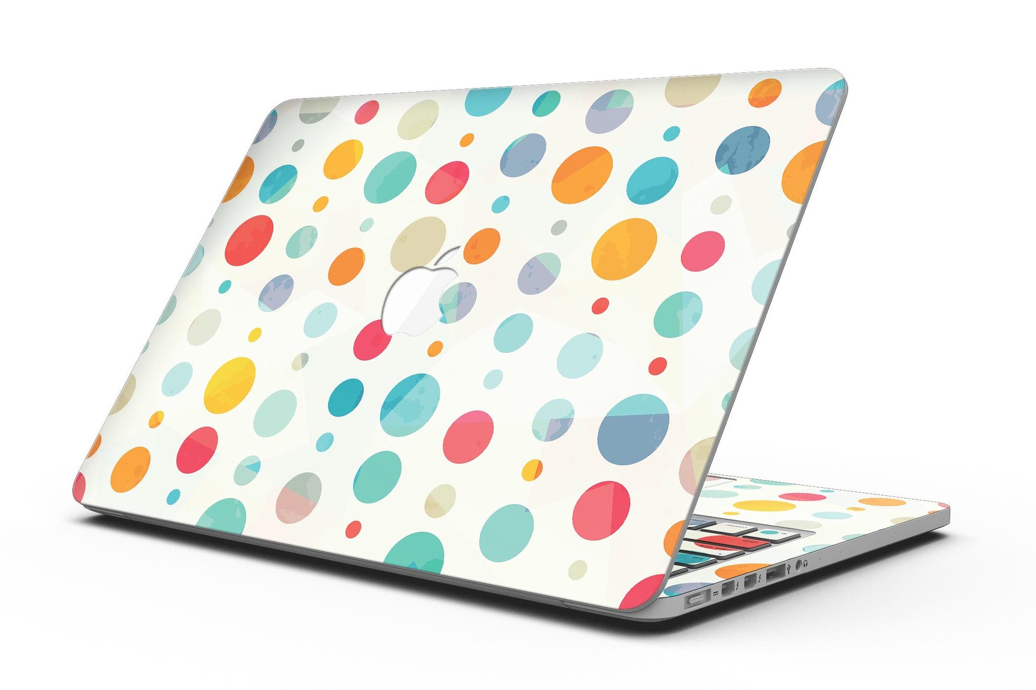 Fun Polka Pattern skin for MacBook Pro with Retina Display, showcasing vibrant colors and stylish design.