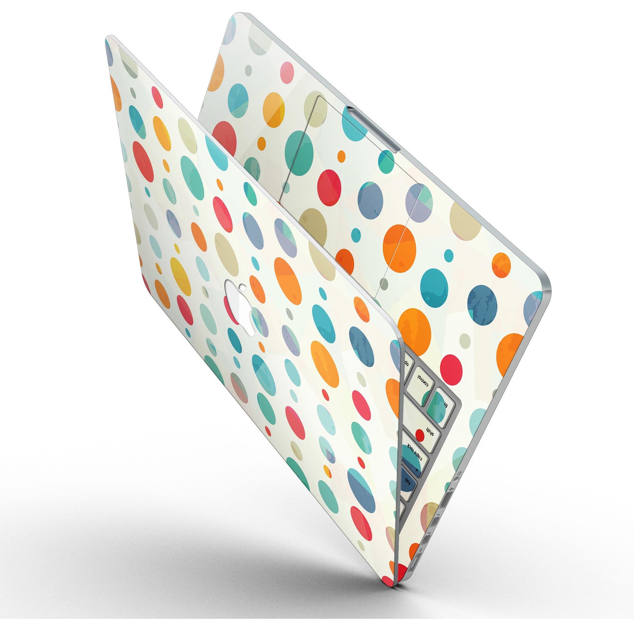 Fun Polka Pattern skin for MacBook Pro with Retina Display, showcasing vibrant colors and stylish design.