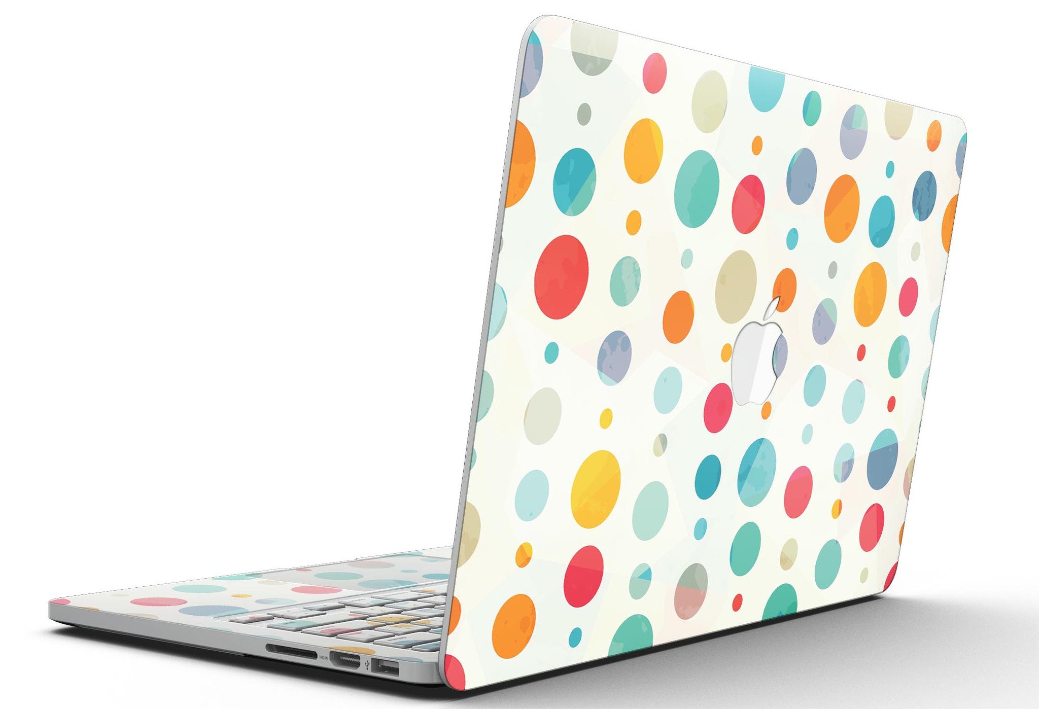 Fun Polka Pattern skin for MacBook Pro with Retina Display, showcasing vibrant colors and stylish design.