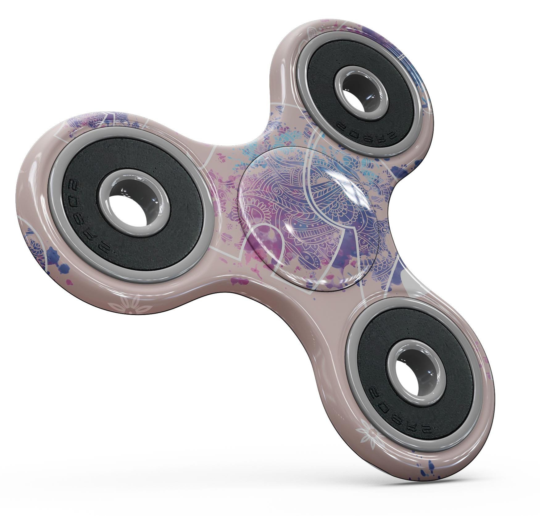 A colorful Fun Sacred Elephants Full-Body Fidget Spinner Skin-Kit showcasing vibrant elephant designs on premium vinyl.