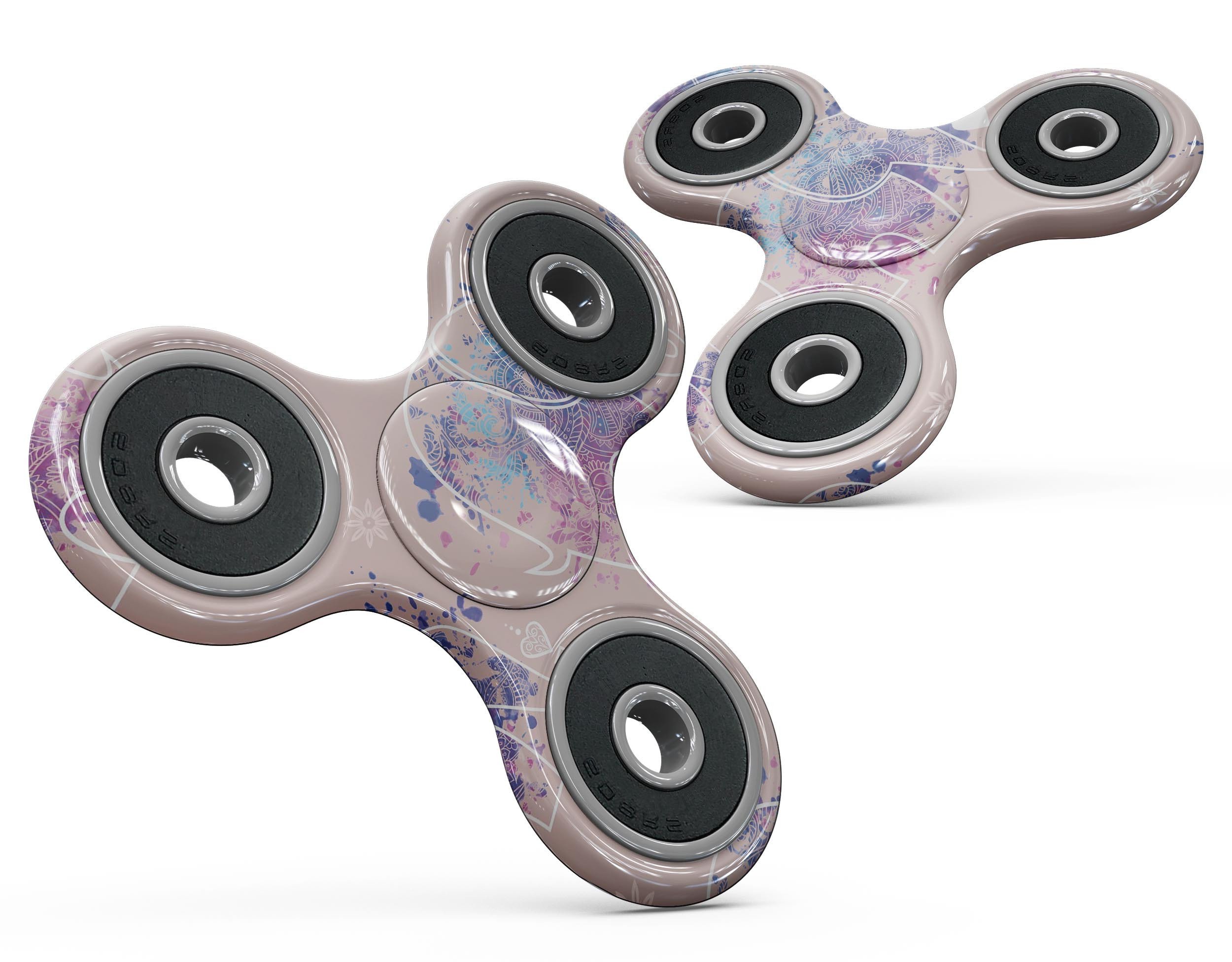 A colorful Fun Sacred Elephants Full-Body Fidget Spinner Skin-Kit showcasing vibrant elephant designs on premium vinyl.