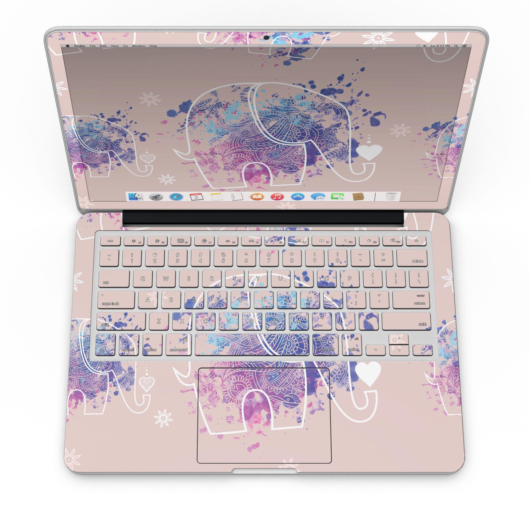 Fun Sacred Elephants design skin for MacBook Pro with Retina Display, showcasing vibrant colors and intricate patterns.