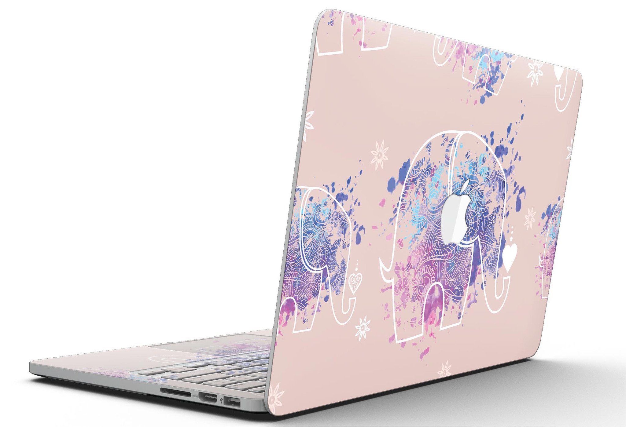 Fun Sacred Elephants design skin for MacBook Pro with Retina Display, showcasing vibrant colors and intricate patterns.