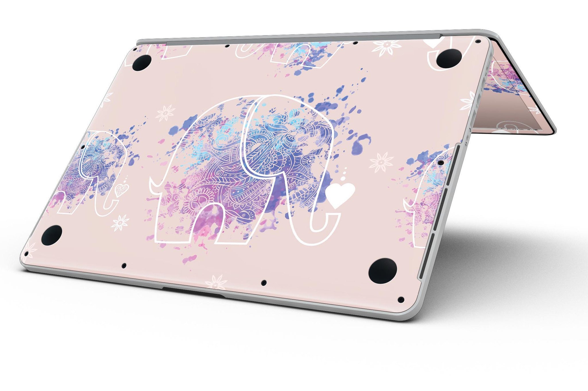 Fun Sacred Elephants design skin for MacBook Pro with Retina Display, showcasing vibrant colors and intricate patterns.