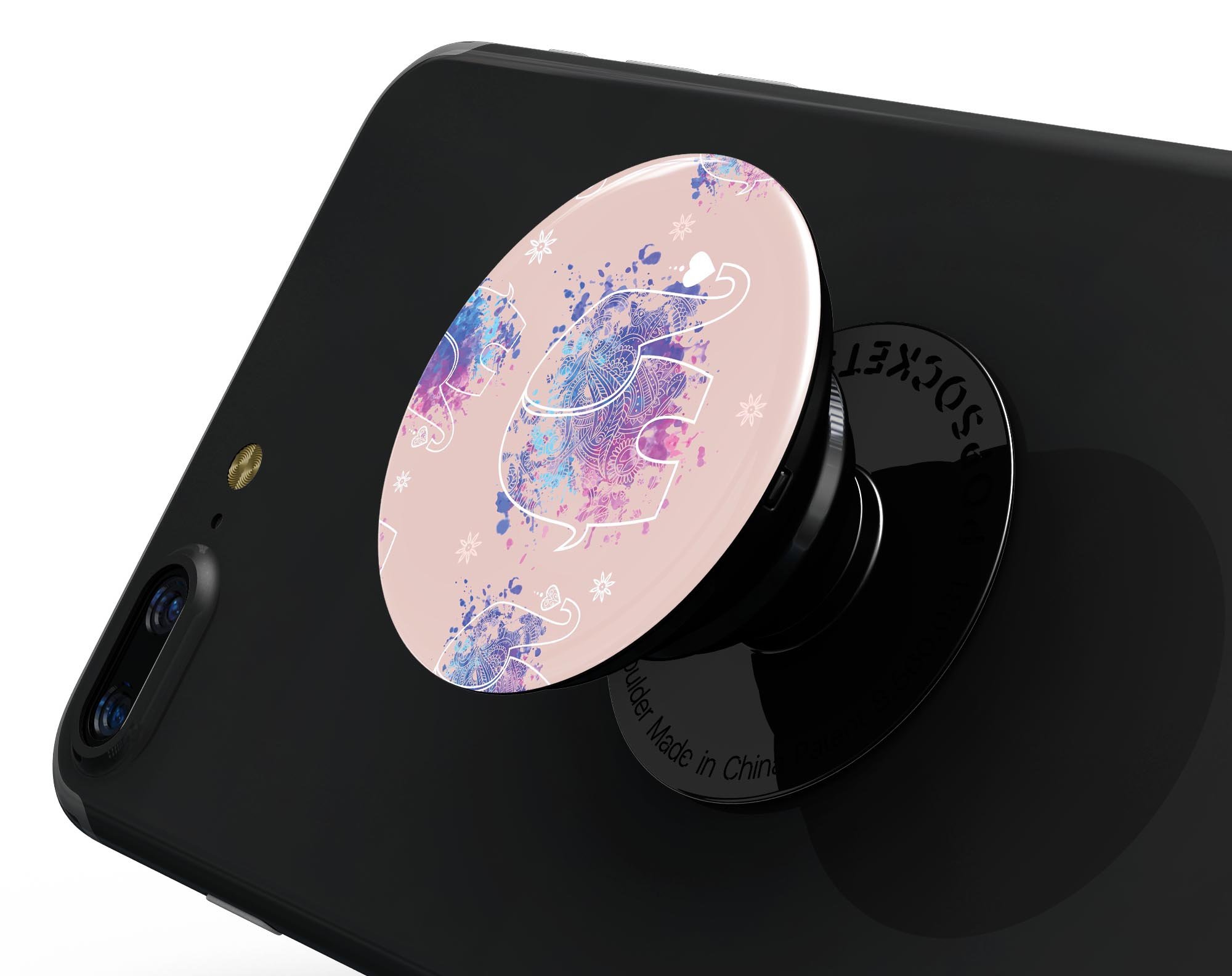 Fun Sacred Elephants Skin Kit for PopSockets featuring colorful elephant designs on premium vinyl.