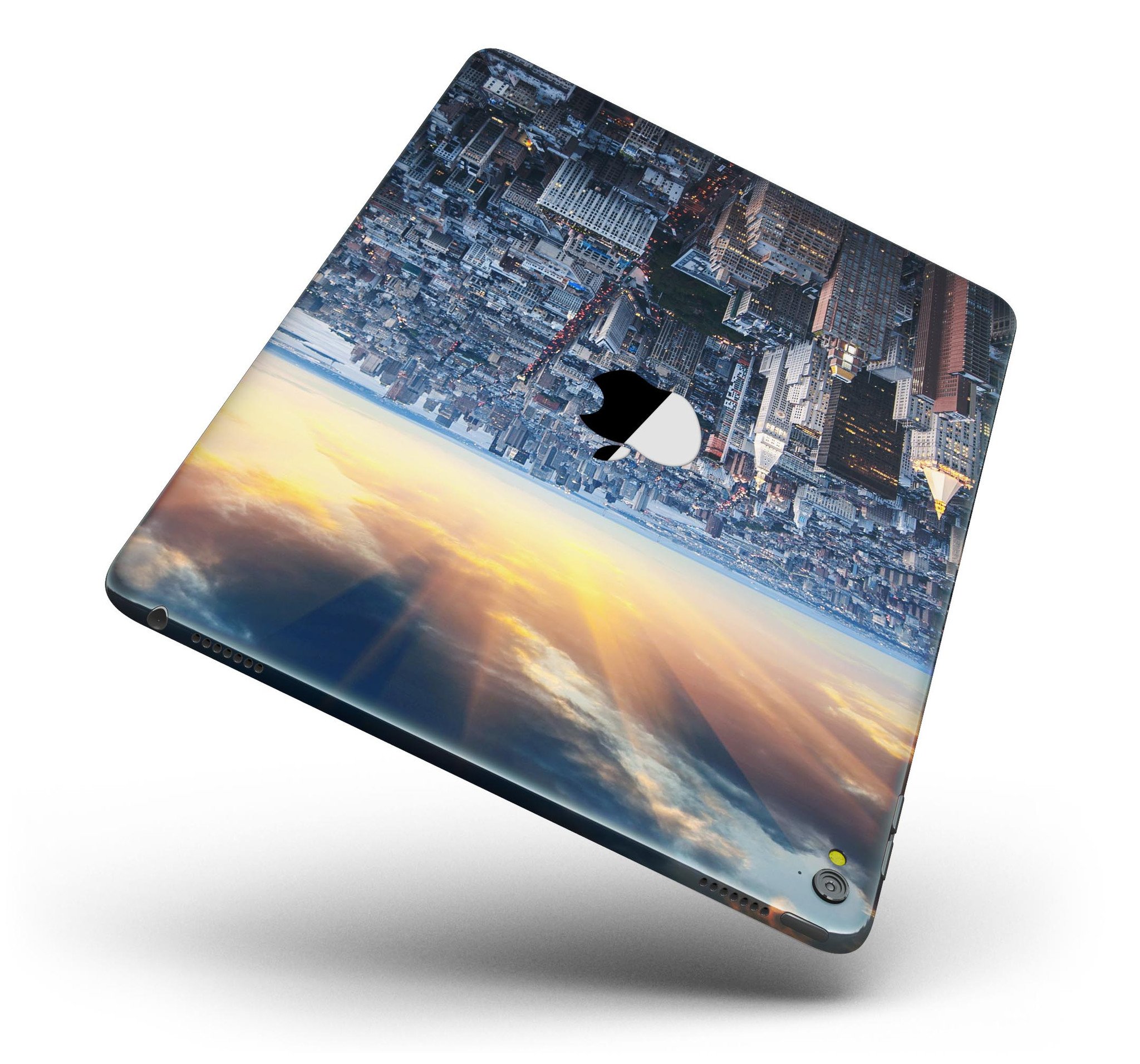 Fusion NYC Skylight Full Body Skin for iPad Pro, showcasing glossy and matte finishes with a vibrant design.