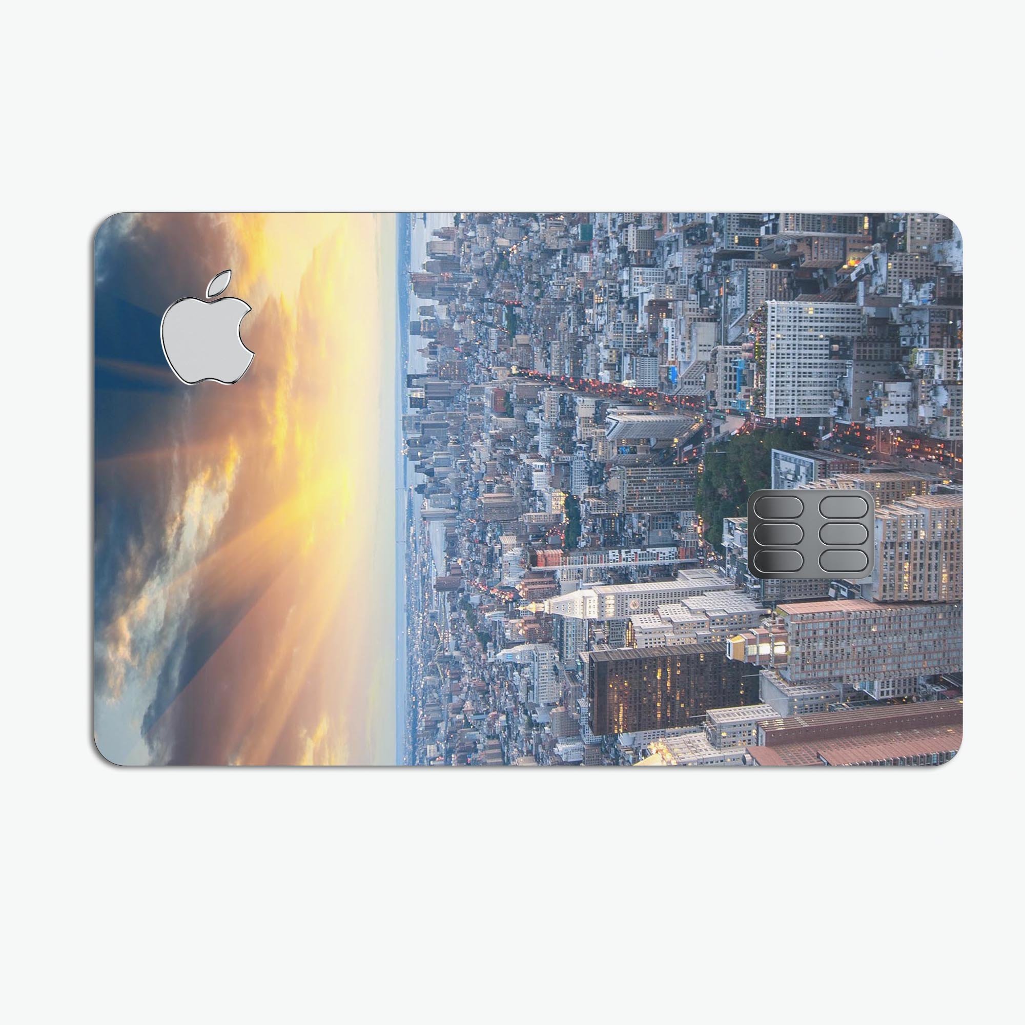 Fusion NYC Skylight decal skin-kit for Apple Card, showcasing premium vinyl design and available finishes.