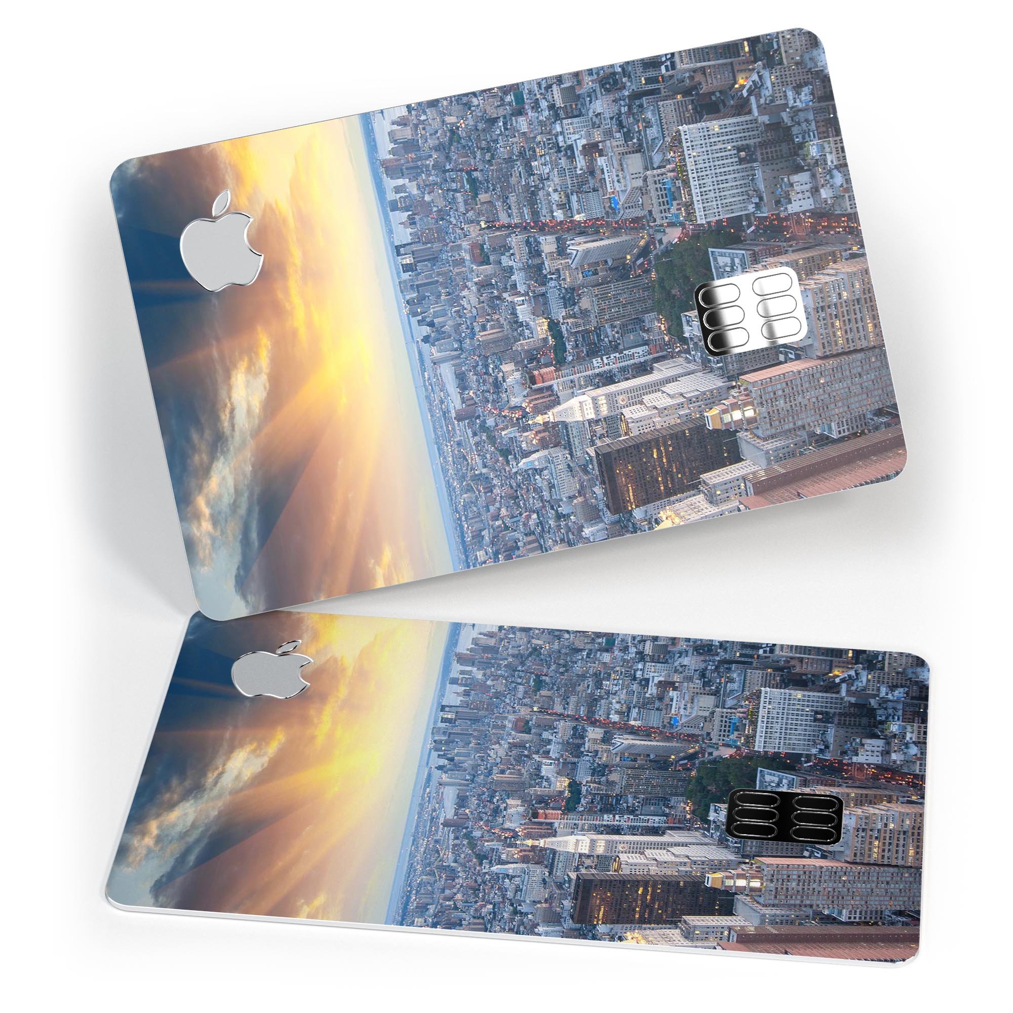 Fusion NYC Skylight decal skin-kit for Apple Card, showcasing premium vinyl design and available finishes.