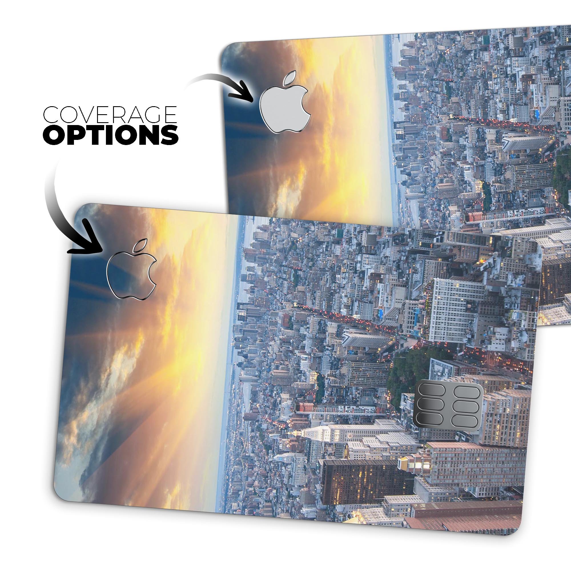 Fusion NYC Skylight decal skin-kit for Apple Card, showcasing premium vinyl design and available finishes.