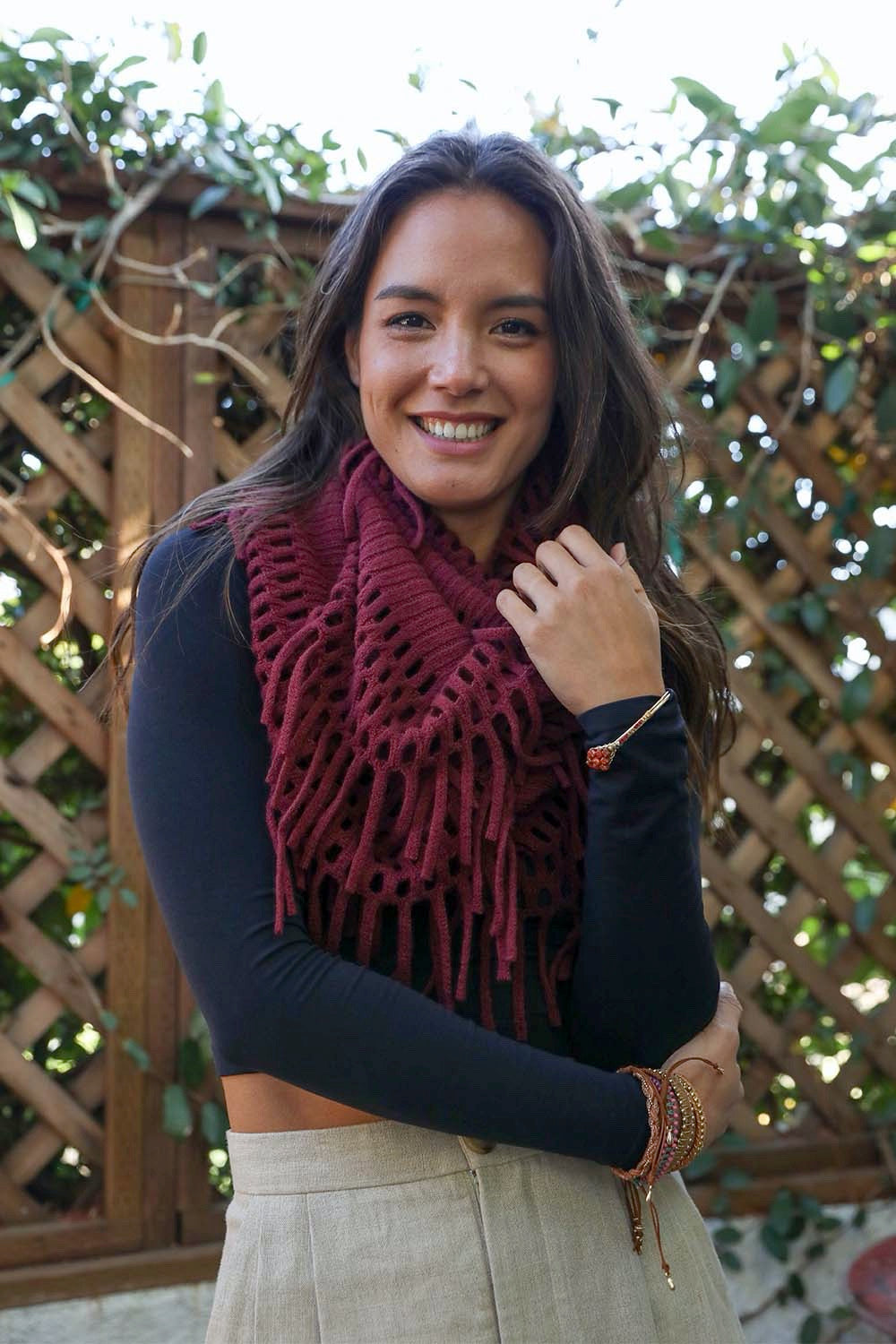 Fuzzy Chenille Tassel Infinity Scarf in various colors, showcasing its soft texture and playful tassels.