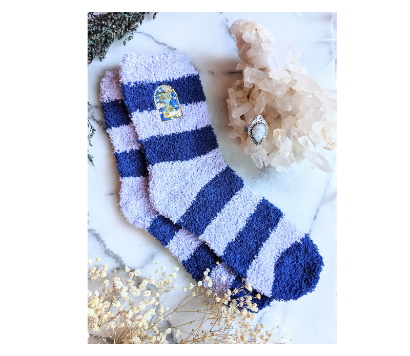 Cozy Fuzzy Dreams Socks in soft organic cotton, perfect for chilly nights by the fire.