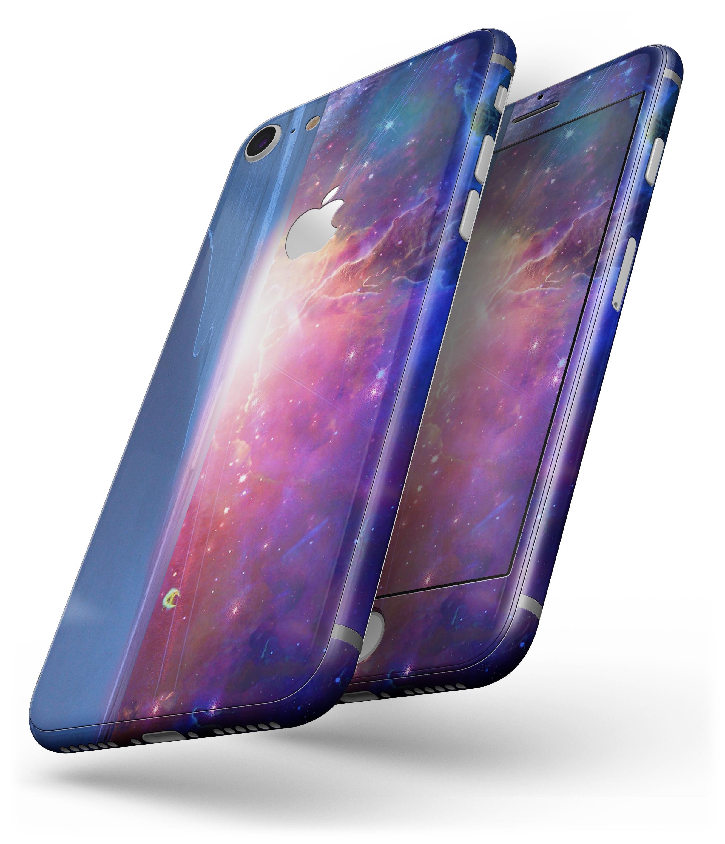 Galaxy Explosion skin-kit for iPhone 8 and 8 Plus, showcasing vibrant colors and unique design on a sleek device.